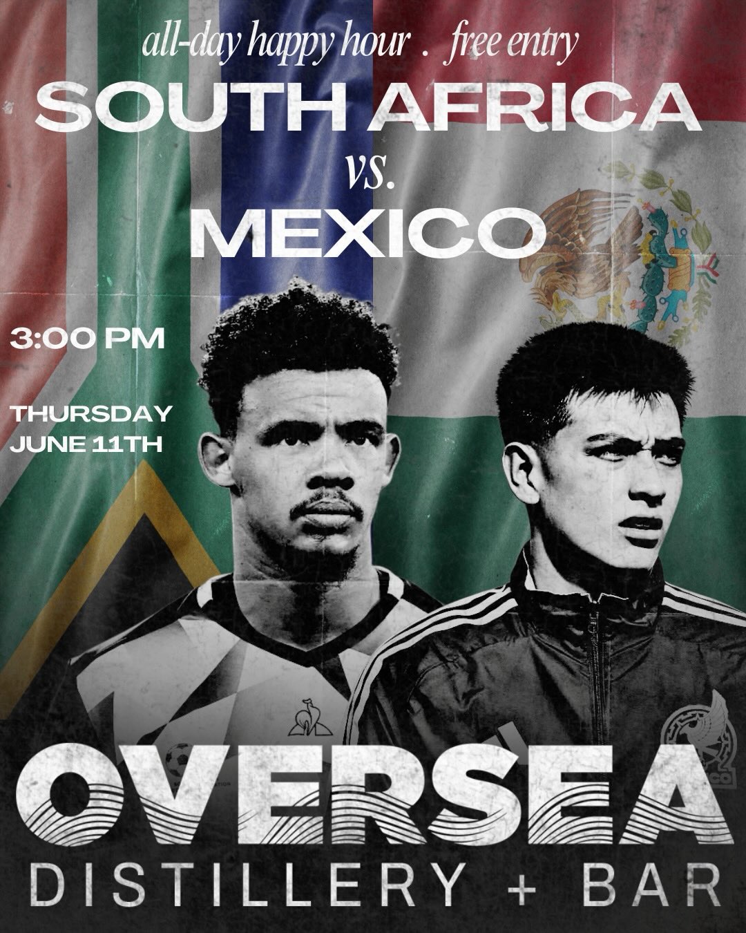 First 2 games of the FIFA 2026 World Cup! Enjoy all-day happy hour, a 220-inch screen TV, and surround sound! 🍾⚽️😼
WATCH PARTY for 10:00 pm game —> raffle entry with every drink purchase and freebies!
Group A | 3:00 pm) Mexico vs. South Africa
Group A | 10:00 pm) South Korea vs. Czechia