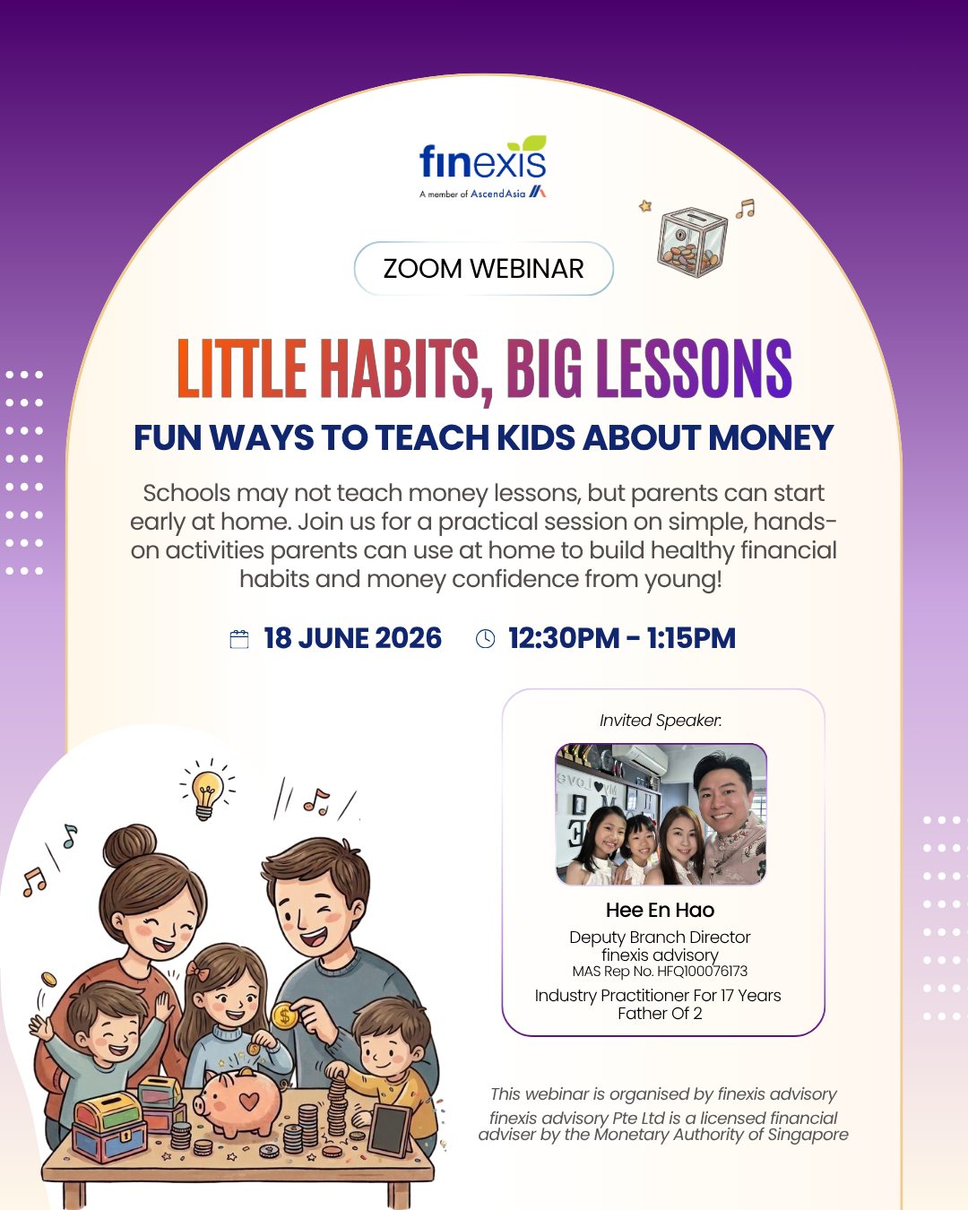 In line with School Holidays, we’re hosting a short webinar on fun and practical ways parents can teach kids healthy money habits at home!
