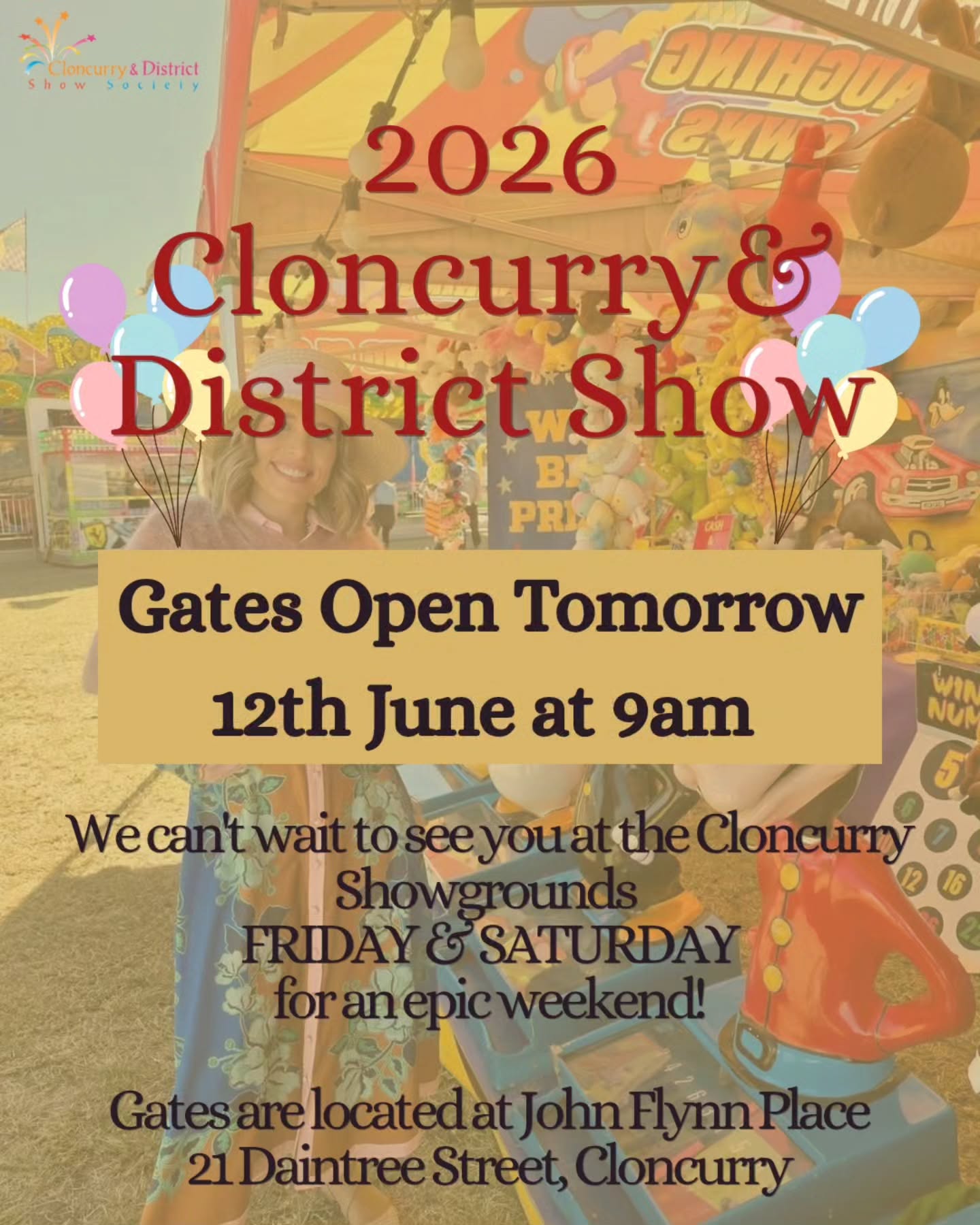 Tomorrow it all begins! Gates open at 9am Friday 12th June πͺ We are excited to welcome you to the 2026 Cloncurry & District Show! π’π