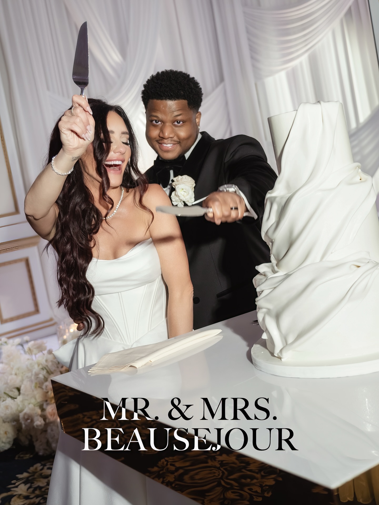 Congratulations to the new Mr. & Mrs. Beausejour 🥂
.
Photographer: @alykulerphotography
Venue: @thelegacycastle
Hair & MUA: @lauren_damelio
Dress: @wona_concept @bellalilybridal
Florist: @premiereventsbyreema
Video: @knottyartstudio
Cake: @palermos.bakery
DJ: @mysticalentertainmentgroup
Signage: @sociallyscripted