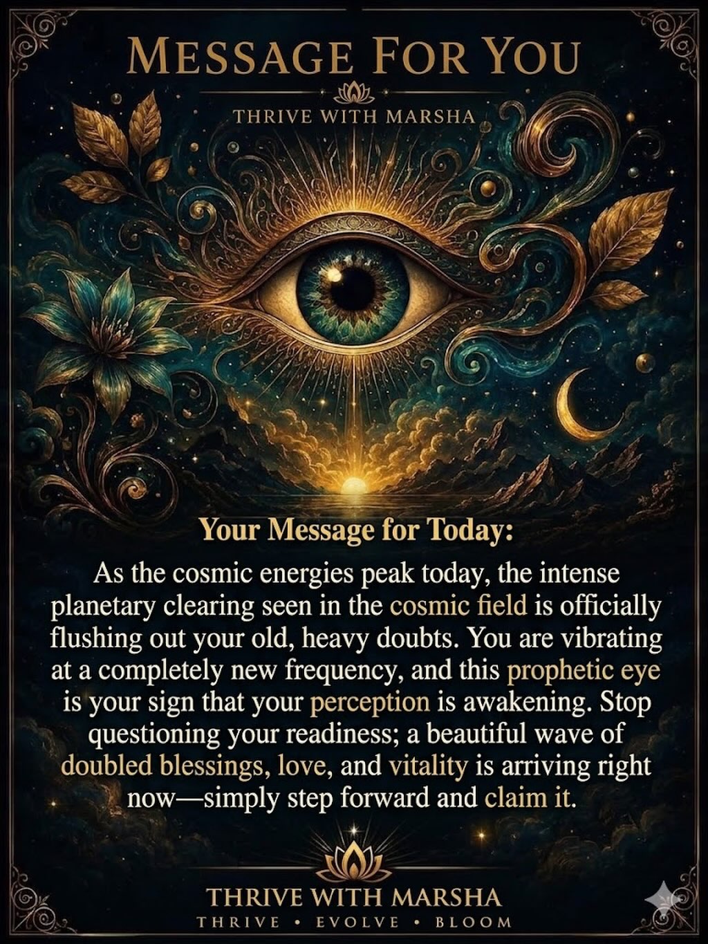 š RECLAIM YOUR POWER: A Cosmic Reset is Happening Right Now āØ
If you have been feeling unexplainably exhausted, buzzing with restless energy, or navigating a sudden wave of emotional clearing over the last 48 hours you are not alone, and you are not imagining it.
The planetary field has been hit with massive, high-amplitude energy spikes (as seen on the global spectrograms). This is a literal ānervous system upgradeā for the Earth and everyone on it. The universe is intentionally cranking up the frequency to shake loose the old density, self-doubt, and outdated stories youāve been carrying. It feels intense because you are rapidly outgrowing your old baseline.
Look closely at the prophetic eye It is a divine reminder that your perception is awakening. You are being pushed to see yourself through the lens of your highest potential, not your past patterns.
The heavy clearing is officially making room for a beautiful, dual wave of love, vitality, and unexpected blessings.
Stop questioning if you are ready or if youāve done enough healing to deserve it.
The door is open.
Drop a āYESā in the comments to claim this frequency and lock it into your reality today!
#ThriveWithMarsha #CosmicEnergy #Manifestation #SpiritualAwakening #ClaimYourBlessings