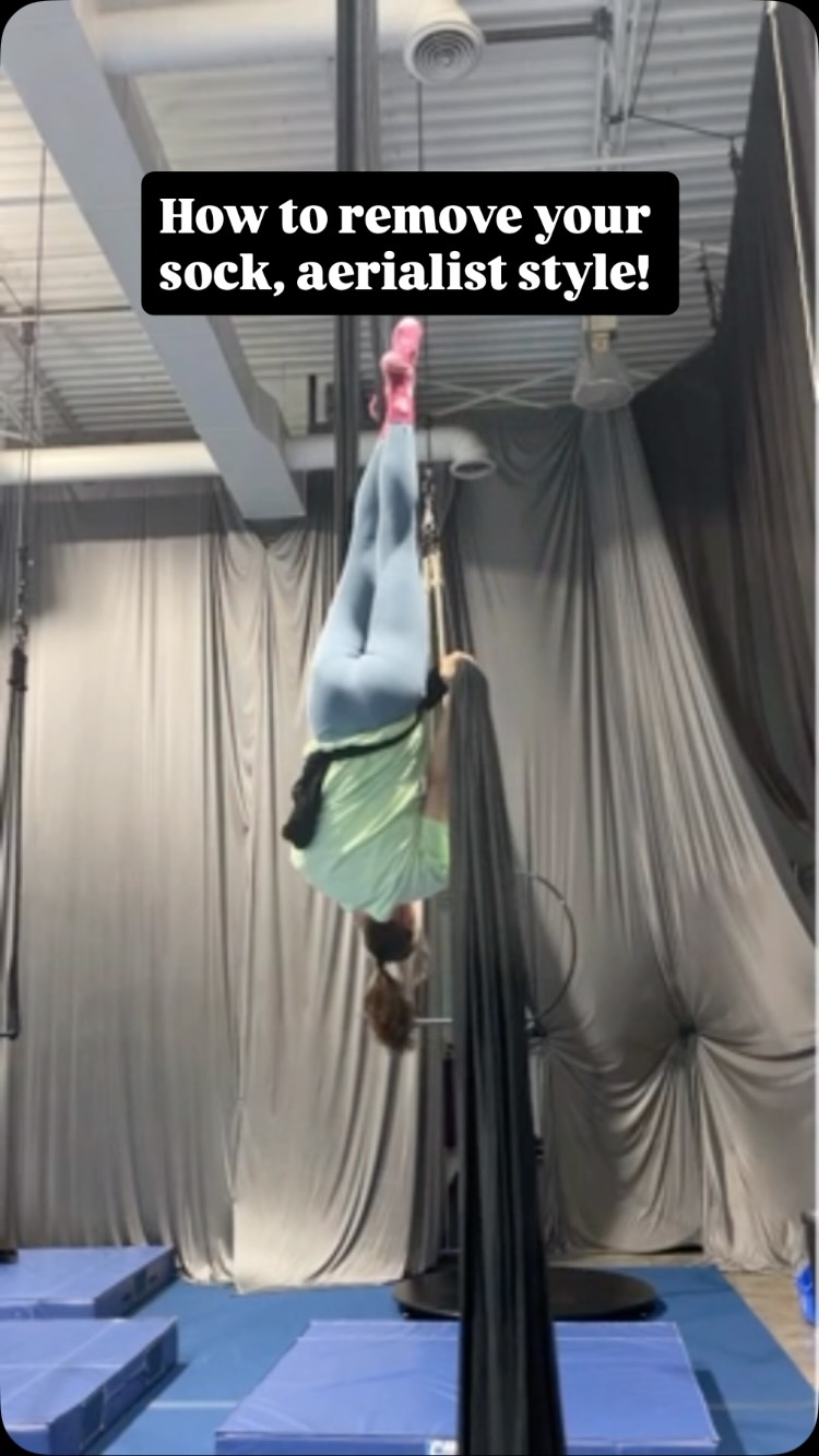 How to remove your sock, aerialist style! We also specialize in shirt tearing, pants ripping, hair removal and skin bruising. Don’t you wanna join us?! 😂😂😂 Adult classes for all levels on silks, sling, aerial hoop and trapeze: upsideaerial.com or link in bio.
Thanks for demoing @tandycat91 !!
#upsideaerial #aerialistsofig #aerialsilks #aerialclass #aerialist