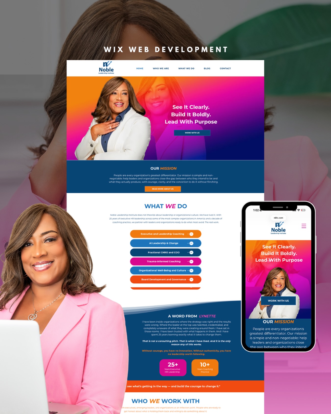 ✨ Another powerful vision brought to life. ✨
We had the opportunity to redesign and develop the new website for Noble Leadership Institute, creating a digital experience that reflects the boldness, clarity, and impact of the work they do.
From strategy to design to development, every page was intentionally crafted to position the brand as the authority it already is while creating a seamless experience across desktop and mobile.
💻 Custom Wix Website Development
🎨 Strategic Design Direction
📱 Mobile Optimization
✨ Messaging Designed for Connection & Conversion
A great website doesn’t just look good—it works hard for your business.
Ready for a website that finally reflects the level you’re operating on?
📩 We are currently accepting new clients for upcoming website projects.
#BrandeddCreativeStudio #WixWebsiteDesigner #WixPartner #WebsiteDesign #WebsiteDeveloper
