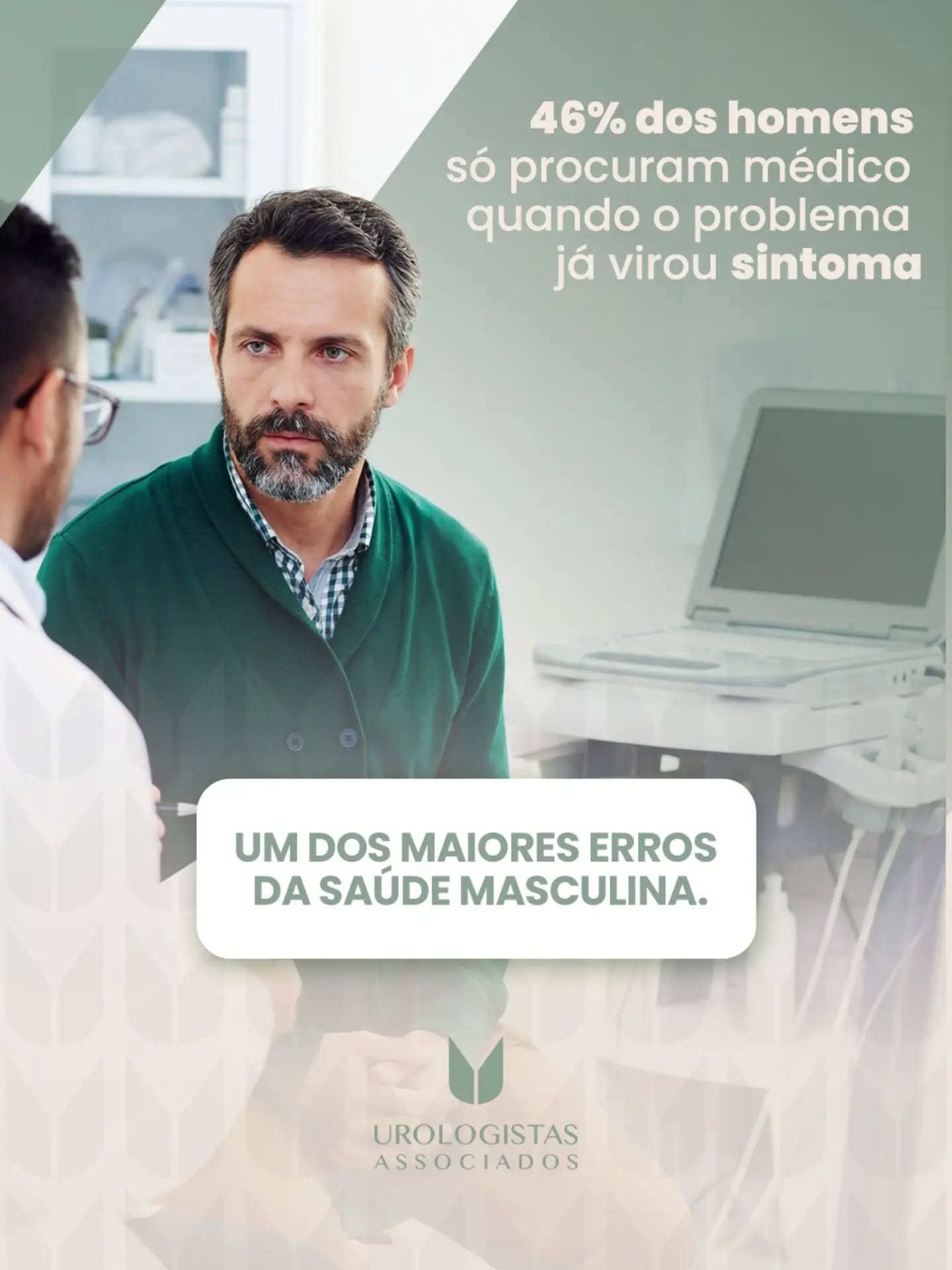 46% dos homens só procuram médico quando o problema já virou sintoma.👨⚕️
Muitos homens têm o costume de procurar ajuda só quando “não dá mais pra aguentar. ⚠️
O problema é que grande parte das doenças urológicas evolui silenciosamente. Quando os sintomas aparecem, muitas vezes o quadro já pode estar mais avançado. 🚨
Cuidar da saúde masculina é prevenção, qualidade de vida e boa performance no longo prazo. 💙✅
Agende sua consulta. 📲
#UrologistasAssociados #SaudeMasculina #Urologia #QualidadeDeVida