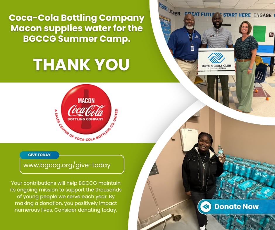 We thank you for your continued support in the donation of waters for all of our clubs during Summer Camp. Your donation supports hundred of campers ages 5-18 to remain hydrated in this summer heat. Your partnership is invaluable to BGCCG.