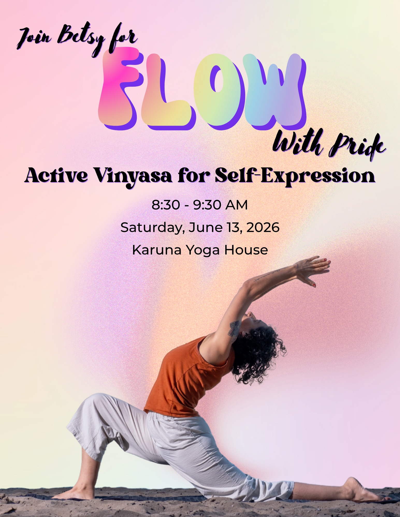 This Saturday, join me and Emily ( @theartfulasana ) for a morning of mindful movement, queer joy, and deep connection at @karunayogahouse! 🌈
In celebration of Pittsford Pride, Emily
I will be offering two flow-style classes, one Active and one Gentle. A portion of all proceeds will support the Trevor Project!
Saturday, June 6th
☀️Active Vinyasa
8:30 - 9:30 AM
This class will invite participants to take up space, cultivate joy and agency through energetic, playful, and collaborative postures, and connect more deeply to both themselves and one another.
🧘♀️Gentle Yoga Flow
10:00 - 11:00 AM
This gentle yoga is designed to honor love, community, and authenticity through mindful movement while flowing to a top-notch playlist of Pride anthems.
Both classes can be booked www.karunayogahouse.com !
#pride #yoga #accessible #vinyasa #queer #donation #events #rochesterny