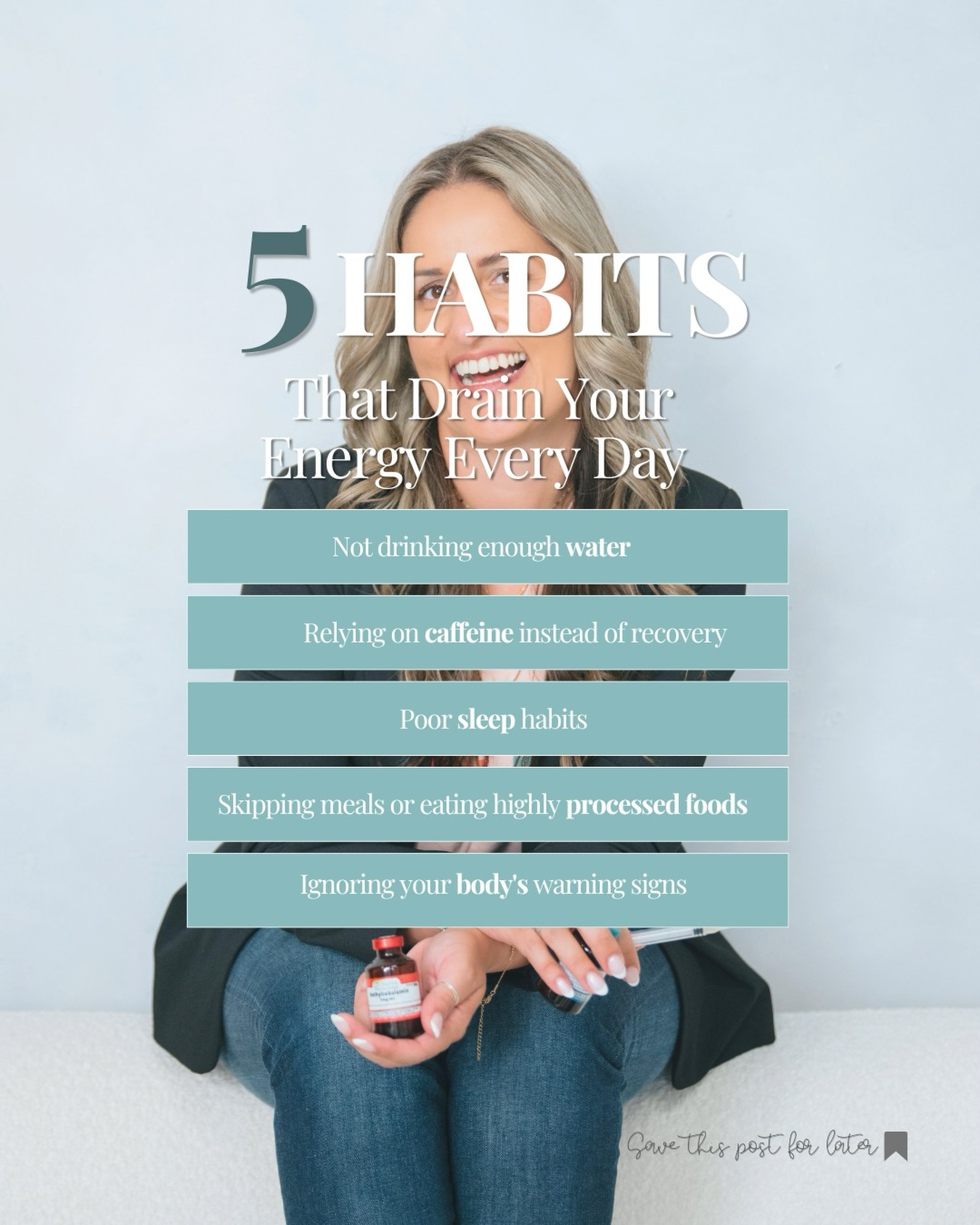 Raise your hand if you’ve ever said:
“I’m exhausted.” ...while running on coffee, eating lunch at 3 PM, sleeping 5 hours, and treating self-care like a luxury. 🙋♀️
Yeah, same.
The truth is, feeling drained isn’t always because you’re doing too much. Sometimes it’s the little habits that quietly add up over time.
A lot of us are out here trying to function at 100% with a battery sitting at 12%.
No judgment—I say this as someone who occasionally forgets where I put my phone while actively holding it.
Take a look at these 5 habits and see if any sound familiar. Your body might not need a complete life overhaul.
It might just need a little better support.
Which one gets you? Mine is convincing myself one more cup of coffee counts as a personality trait.