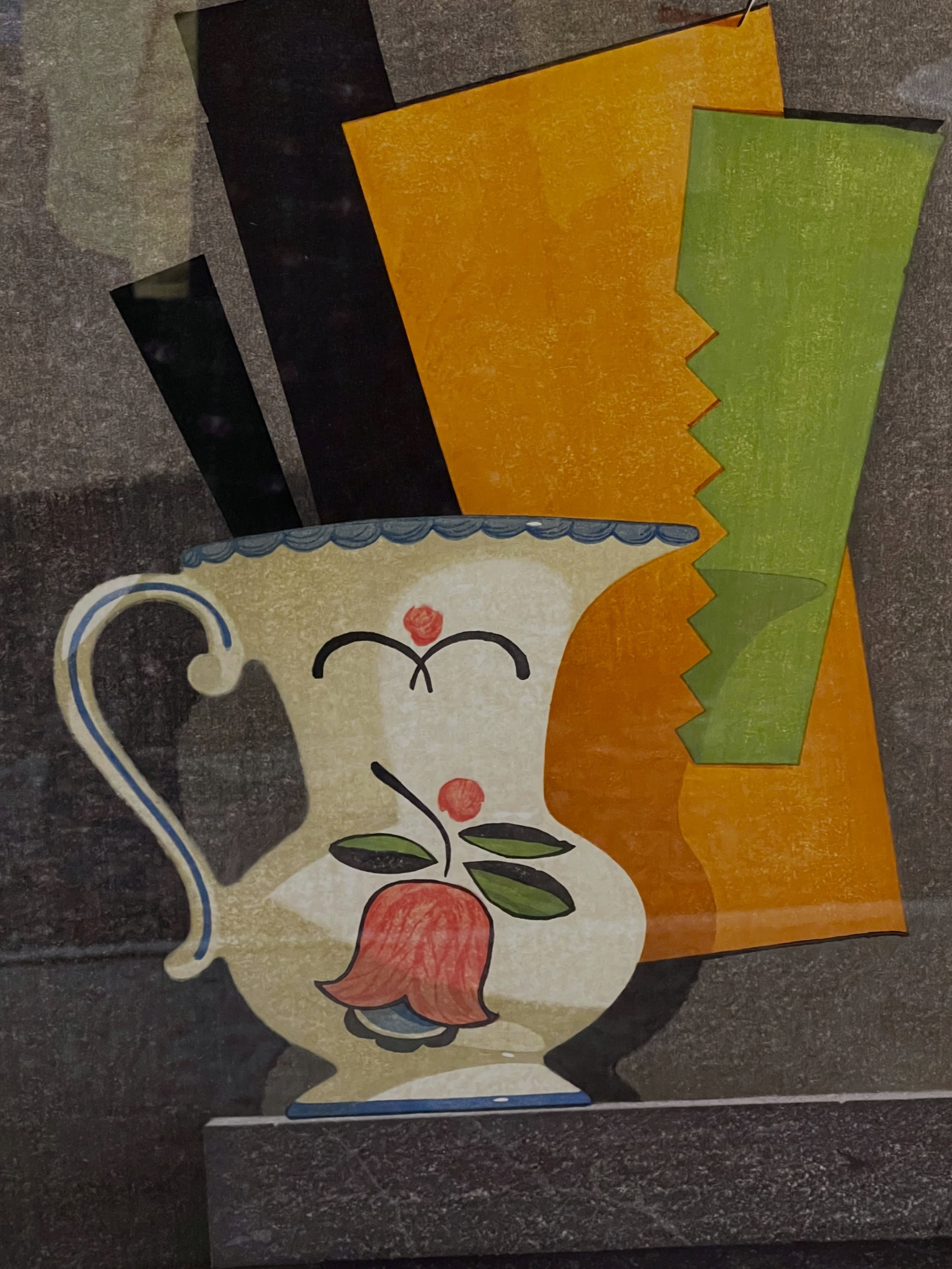Robert Young (Canadian)
Limited Edition Print – 12/75
A striking and highly decorative work by celebrated British Columbia artist Robert Young. This vibrant composition features a stylized floral jug set against bold geometric forms in rich tones of orange, green, black, and cream, demonstrating the artist’s mastery of colour, balance, and design.
Young’s distinctive visual language blends modernist influences with a playful sense of whimsy, creating a timeless image that feels equally at home in a contemporary, mid-century, or traditional interior. The strong graphic quality and sophisticated palette make this one of the artist’s most engaging still-life compositions.
Hand titled, signed, and numbered 12/75 in pencil by the artist.
Professionally framed and measuring approximately 29” x 30”.
A wonderful collector’s piece by one of British Columbia’s most respected artists.
Available at Martine Boré Antiques, Ambleside.
#RobertYoung #CanadianArt #BCArtist #LimitedEditionPrint #ArtCollector FineArt WestCoastArt MidCenturyModern StillLife InteriorDesign ArtForSale MartineBoreAntiques