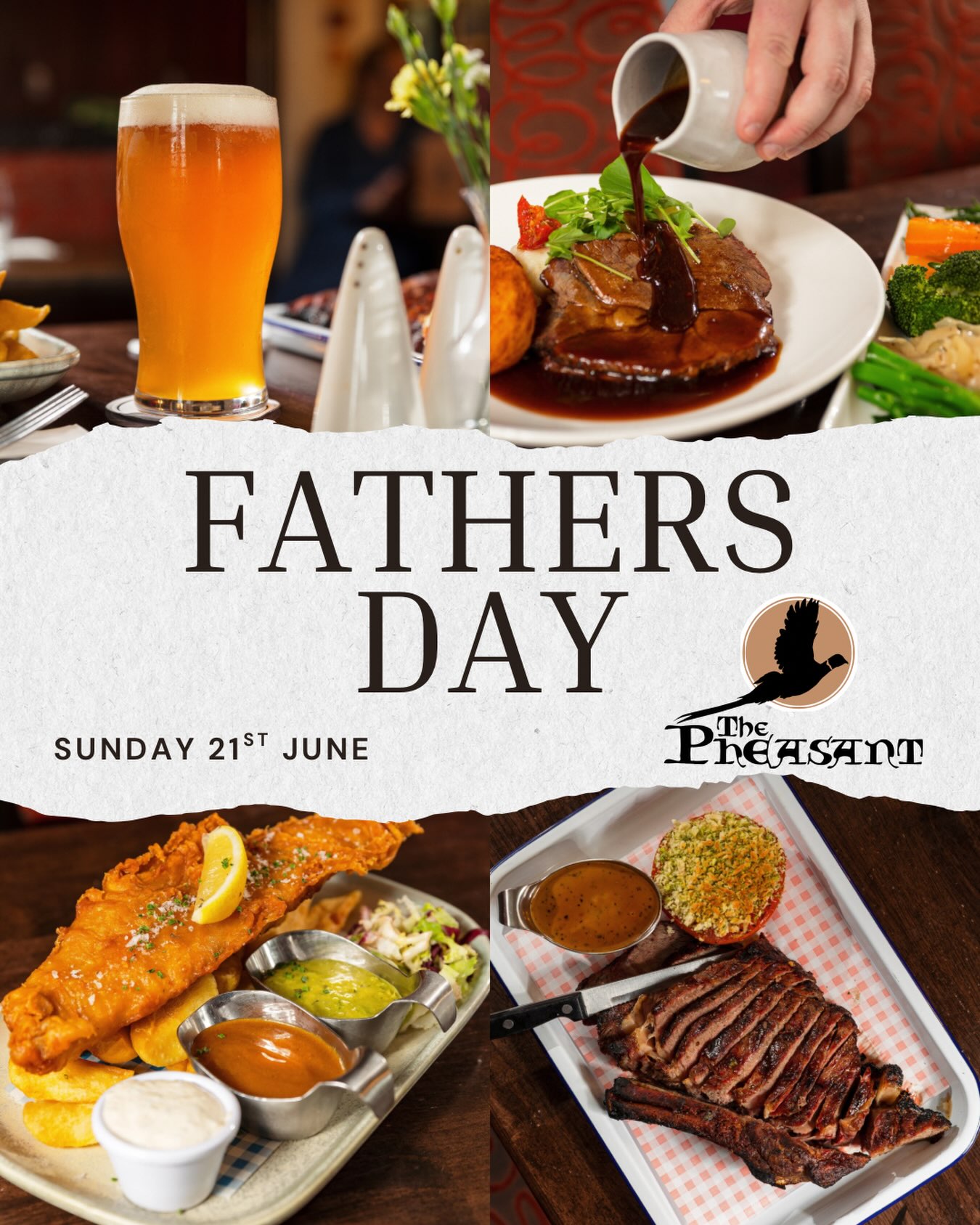 Join us on the 21st June and treat your family to a sumptuous Father’s Day meal at The Pheasant. ✨
In addition to our firm favourites on the menu like steaks and burgers cooked in our wood-fired Bertha oven, we’ll have a range of specials and Sunday roasts.
Book your table today on 02892638056 ❤️🤩