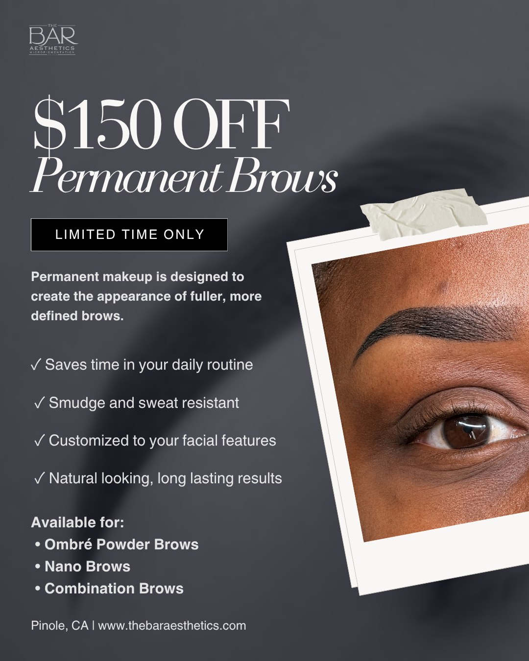 Brows that look polished before your first coffee. ☕️✨ For a limited time only, enjoy $150 OFF Permanent Brows at The Bar Aesthetics!
Whether you're considering Ombre Powder Brows, Nano Brows, or Combination Brows, this is your chance to wake up with defined, effortless brows every day.
✔ Saves time getting ready
✔ Smudge and sweat resistant
✔ Customized to your features
✔ Long lasting, natural looking results
Schedule your sessions before the offer ends!!
📍 Pinole, CA
📲 Book online through the link in bio
#pinolemicroblading #PinoleBrows #BayAreaBrows #PermanentMakeup #NanoBrowspi