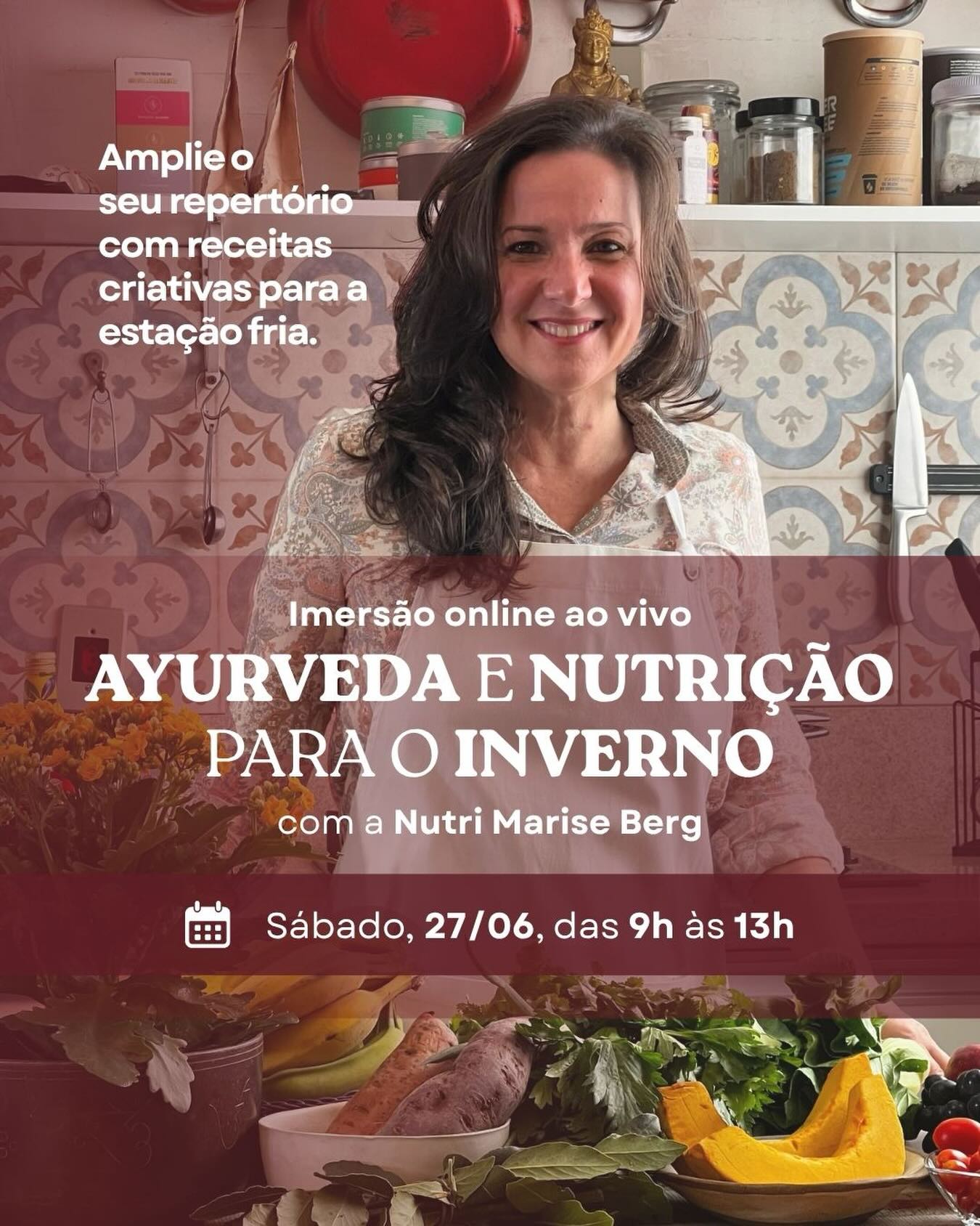 O inverno chegou. ❄️
E o seu corpo provavelmente já percebeu.
Mais fome. Menos vontade de saladas e alimentos frios. Mais desejo por preparações quentes, densas e reconfortantes.
Mas será que sabemos adaptar a alimentação para acompanhar as necessidades dessa estação?
Na Imersão Ayurveda e Nutrição para o Inverno, vou compartilhar princípios simples e aplicáveis para planejar refeições mais adequadas ao clima frio, fortalecer a digestão e ampliar o repertório culinário com receitas inspiradas no Ayurveda.
Uma manhã de aprendizado, sabor e autocuidado para atravessar o inverno com mais vitalidade.
Sábado 27/06, das 9 às 13 h
🍲 Receitas em vídeo
🌿 Especiarias e alimentos da estação
🔥 Estratégias para fortalecer a digestão
🧘 Mindful Eating
💻 Encontro online e ao vivo
👉 Veja todos os detalhes no link da bio.