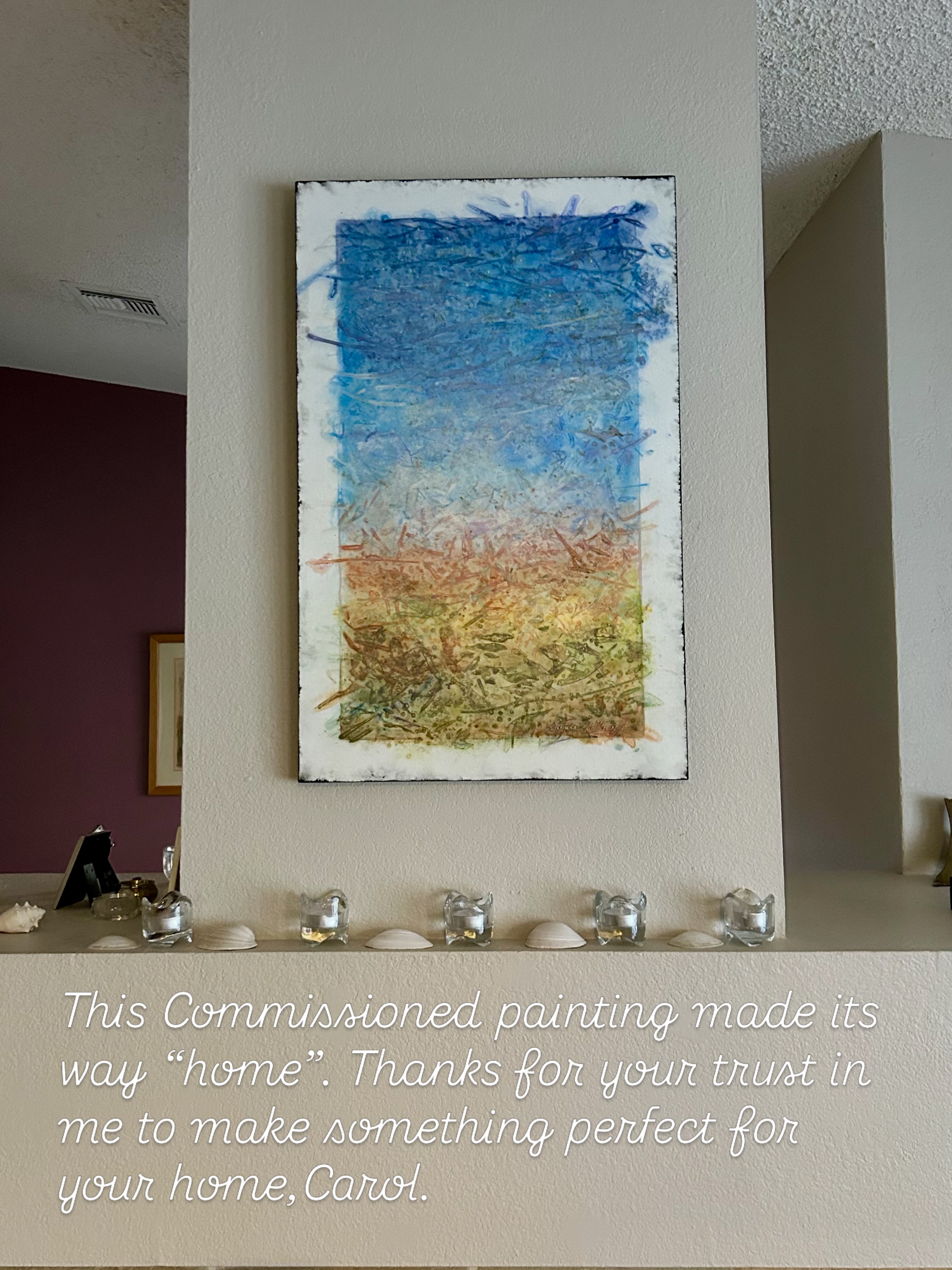 I always love when someone loves my work enough to want me to create something that fits specifically in their space. My organic series have way of creating peace and joy in a space. I hope this blesses her home for years to come. Let me know if I can create something for you?#CommissionedPaintings #organicseries #ArtAndEnvironments #LandscapePainting #collaborationwithnature