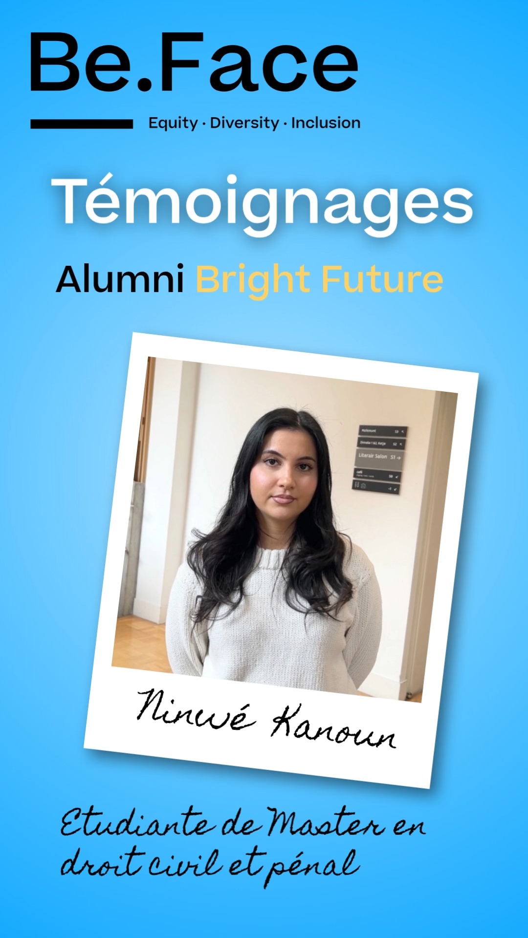 🎙️ Témoignage de mentee Be.Face : une expérience qui fait grandir.
Aujourd’hui, c’est Ninwé qui nous ouvre une porte sur son expérience 💬
Elle partage son parcours, ce que le mentorat lui a apporté, et comment cette rencontre l’a aidée à avancer, à son rythme.
Merci Ninwé pour ta sincérité, ton énergie et la confiance que tu nous accordes en racontant ton histoire. 💛
👉 Et si la prochaine histoire, c’était la vôtre ?
Rejoignez le mentorat Be.Face et construisez, vous aussi, un chemin à votre image.
#BeFace #Mentorat #Témoignage #Parcours #Inspiration #Rencontre #JeunesTalents