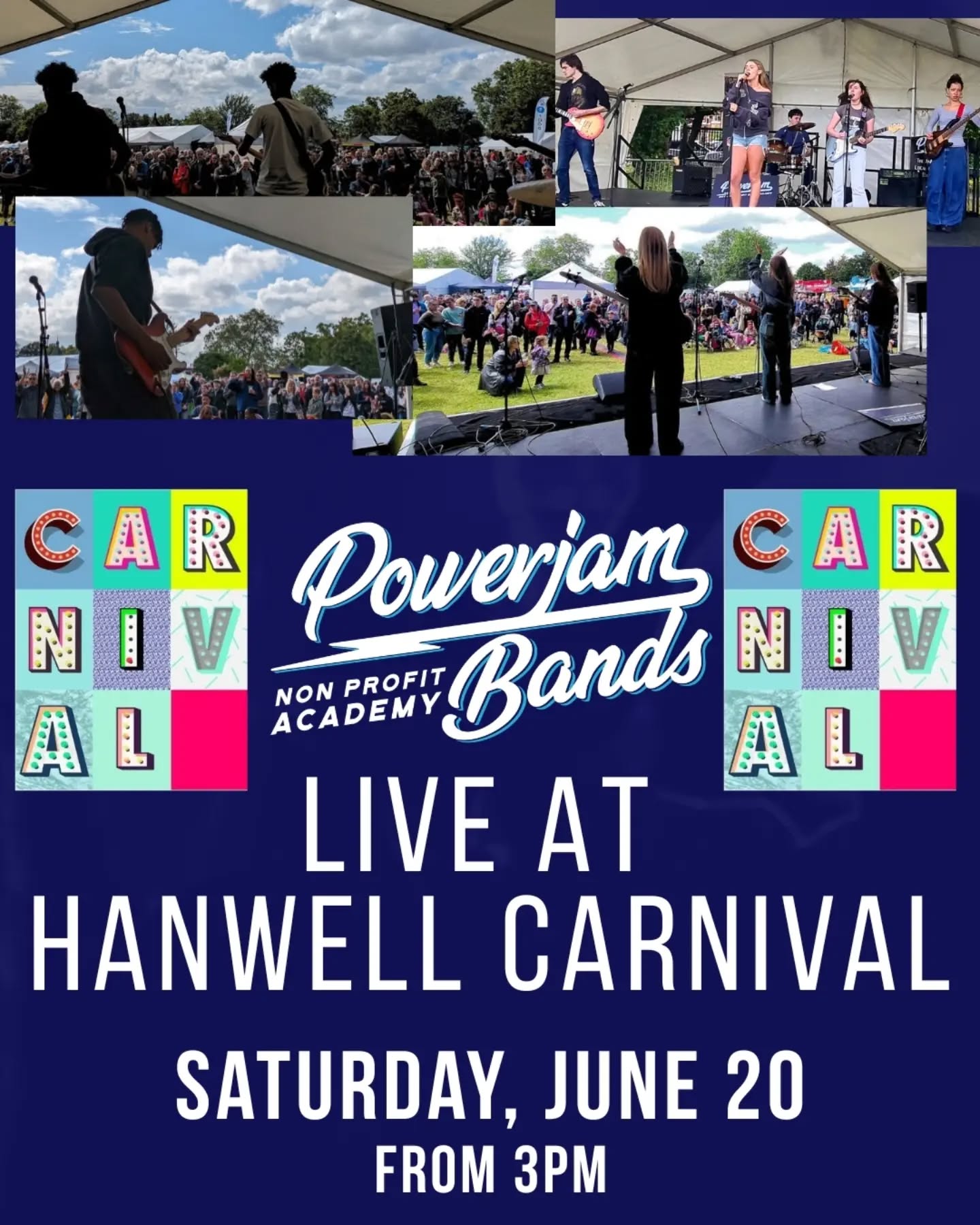 Remember the incredible young bands from @PowerjamBands (the local nonprofit academy) at our last Hanwell Carnival? Well, Powerjam Bands is back this year!!🔥 featuring its new and established bands performing Rock, RnB, and Pop bangers from 3:25 pm till 5:10pm this Saturday June 20th in Elthorne Park. FREE ENTRY so come on down if you love great live music!
#hanwellfriends #livemusicuk #ealingmusic #hanwellcarnival l #elthornepark