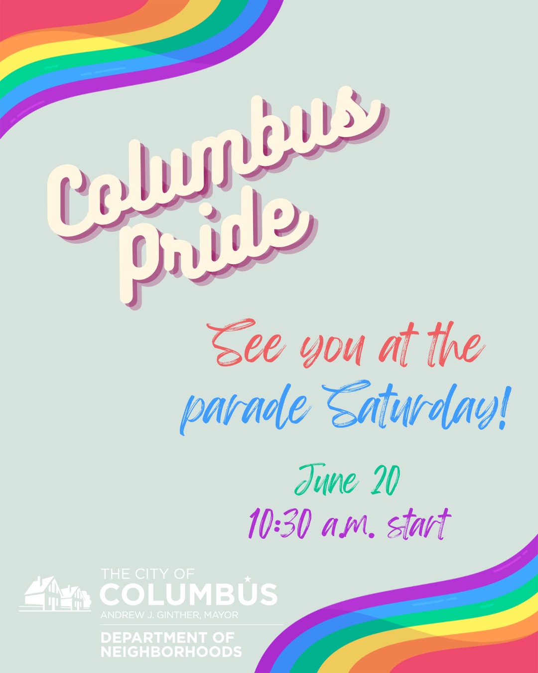 Let's celebrate Columbus' great diversity! See you at the Pride Parade.
#Pride #Welcoming #Neighborly