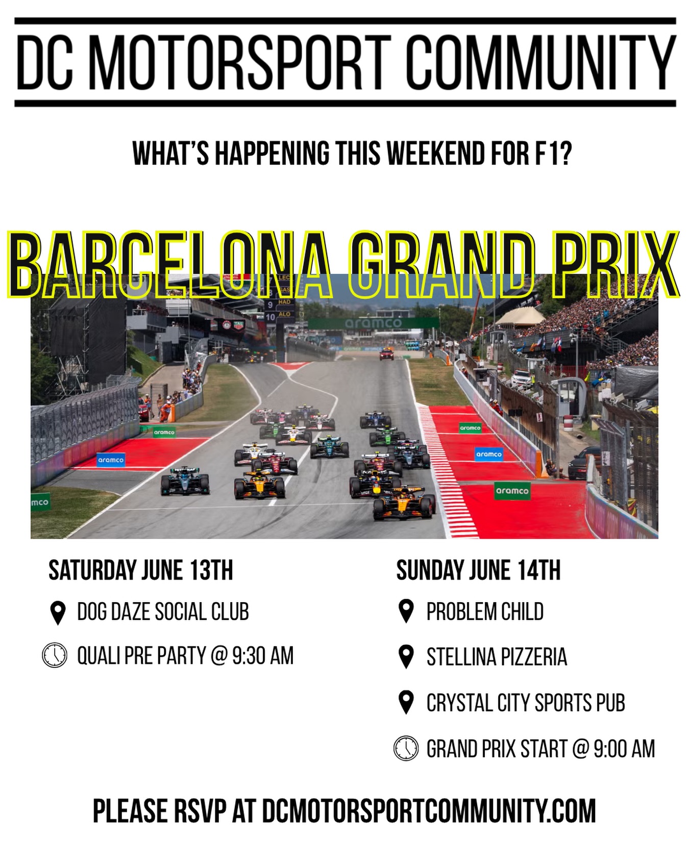 🏁 Monaco delivered the drama. Barcelona is next.
After an incredible weekend at Meet Me in Monaco, we’re heading straight into another race weekend as Formula 1 returns to Circuit de Barcelona-Catalunya. 🇪🇸
Monaco tested precision, patience, and strategy. Barcelona is where we find out who truly has pace.
With fast corners, long straights, and one of the most complete circuits on the calendar, Barcelona has always been a benchmark for teams, drivers, and championship contenders.
Will McLaren continue their momentum? Can Ferrari close the gap? Is Red Bull hiding something? Will Alonso or Carlos magically show up?!?
Join us this weekend as we continue the season together.
Because at DCMC, the race isn’t just on Sunday. It’s the conversations, predictions, friendships, and community built around every lap.
See you at lights out. 🏎️💨
#DCMotorsportCommunity #DCF1 #BarcelonaGP #SpanishGP #Formula1 F1 MotorsportCulture RaceWeekend WashingtonD
::