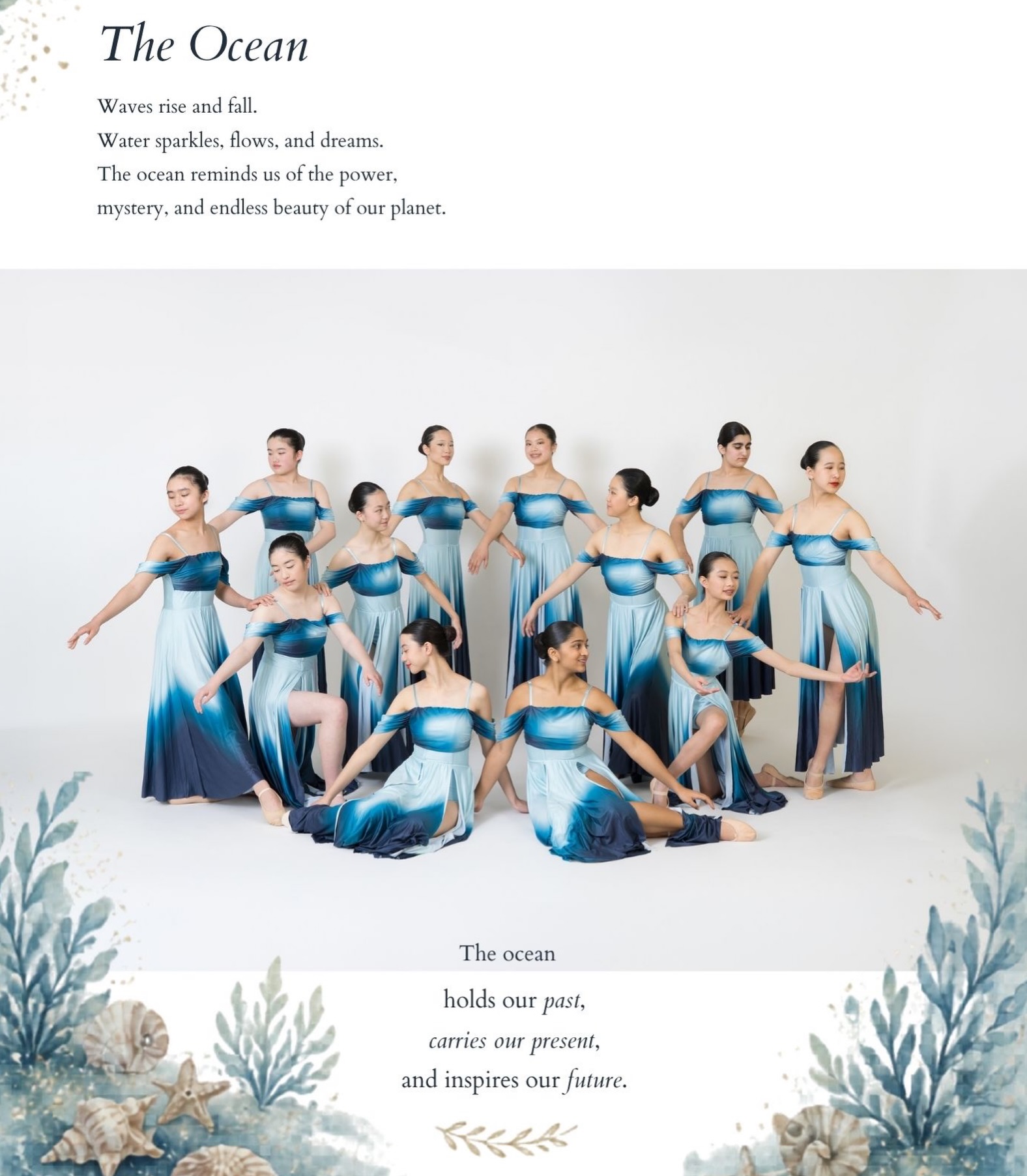 Deep blue hues, incredible grace, and endless dedication. 🌊 Our dancers are officially stage-ready for The Ocean! We are so incredibly proud of this piece and the hard work everyone has put into it. #ballet #balletrecital #balletstudent #balletschool #balletstudent