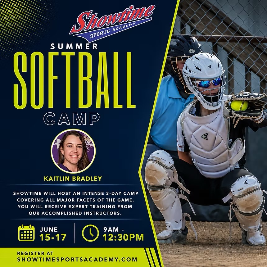 Showtime is hosting an intense 3 day camp this coming Monday the 15th covering all facets of the game of Softball. During this camp your daughter will receive exceptional training from our former collegiate softball player and coach @coachbradley_sb ! Don’t miss out on your softball players chance to learn the fundamentals of the game, and enhancing their skills to the next level! Go to our website for more details!