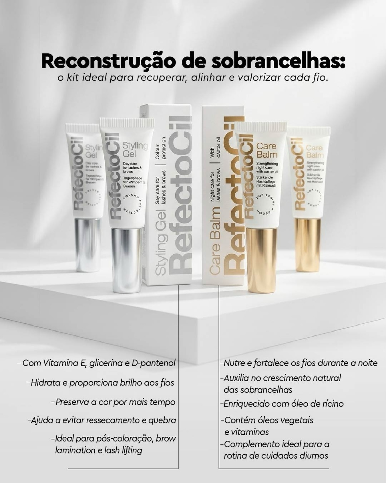 Sobrancelhas com falhas ou que cresceu desordenada depois de anos de depilação excessiva? 🤔
Existe um caminho pra recuperar isso e ele começa no cuidado com o fio.
A linha de reconstrução RefectoCil foi pensada pra quem quer fortalecer, nutrir e preparar os fios pra um resultado melhor a cada atendimento.
🫧Com Vitamina E, glicina e D-Pantenol, o Styling Gel age no crescimento, na resistência e na saúde dos fios, é o complemento ideal pra coloração, Brow Lamination e Lash Lifting. Já o Care Balm possui Óleo de rícino que estimula o crescimento e fortifica o fio durante todo o crescimento.
Sobrancelha bonita começa antes do procedimento, é com o cuidado diário com o fio que se mantém um olhar hamonioso e saudável ✨
Você já inclui reconstrução na rotina das suas clientes?
.
.
#refectocilbrasil #theworldinyoureyes #tinturadesobrancelhas #coloracao #designdesobrancelhas
@academiarefectocil @refectocilcolombia, @refectocilperu, @refectocilchile, @refectocilecuador