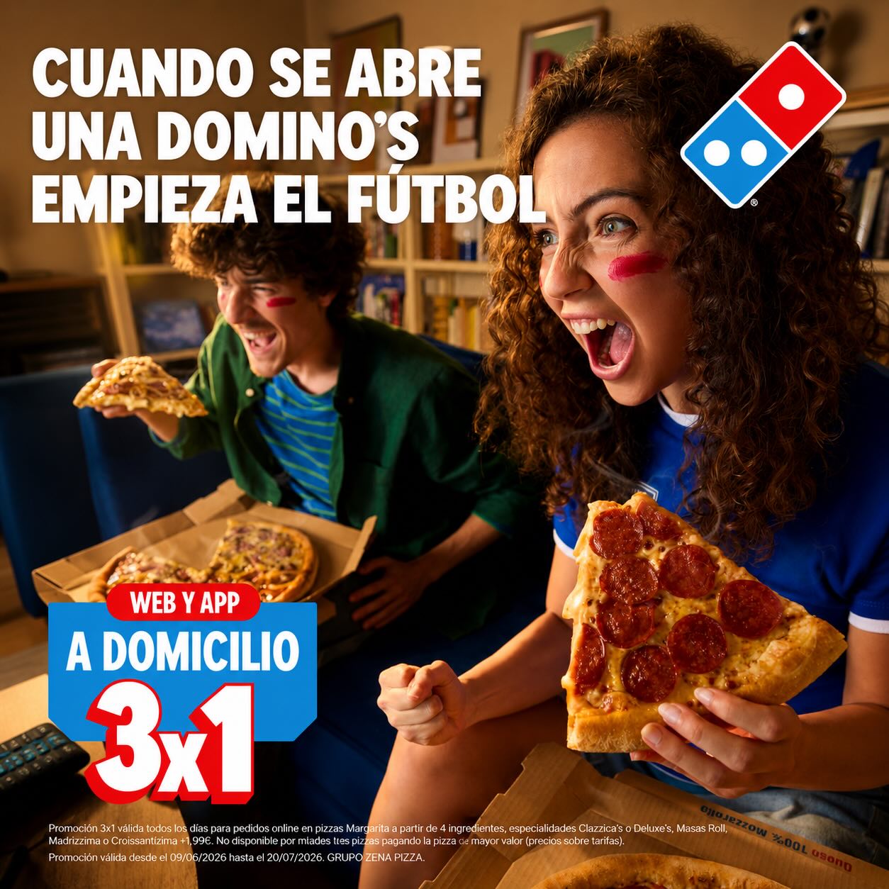 ⚽🍕 Cuando se abre una Domino’s, empieza el partido.
Reúne a tu equipo, prepara los gritos de gol y disfruta del mejor sabor con nuestra promo de domicilio:
🔥 3x1 en pizzas por Web y App 🔥
Porque los grandes encuentros se viven con pizza en la mesa y emoción en cada jugada.
📲 Pide ahora y aprovecha la promoción.
#DominosPizza #3x1 #FútbolYPizza #DíaDePartido #PizzaLovers Delivery PromoDominos GolYPizza