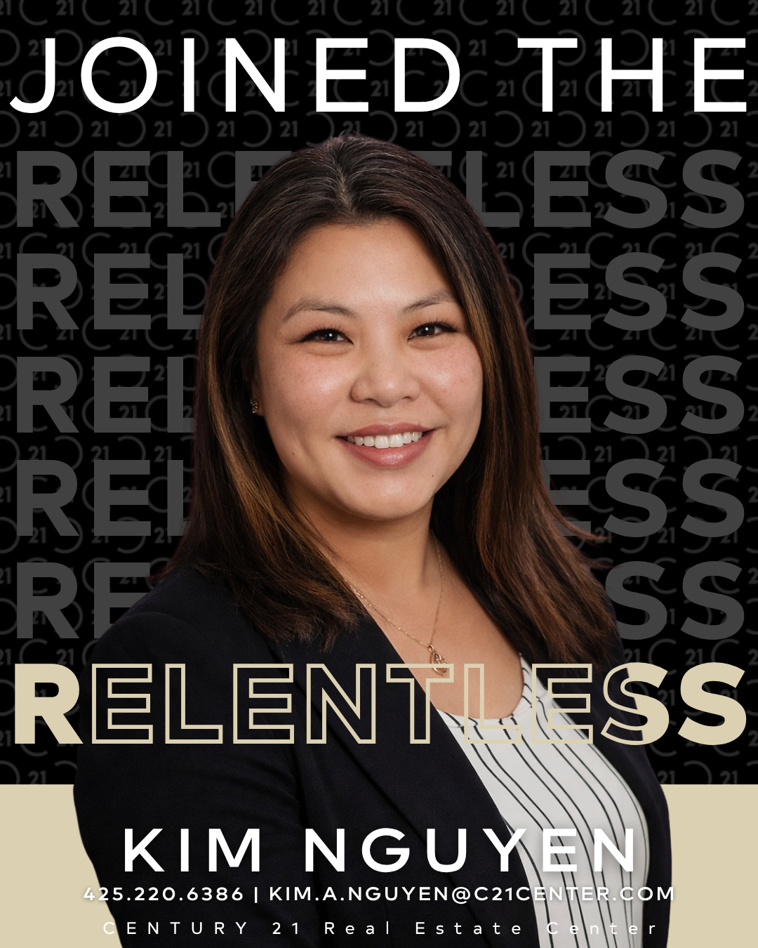 Please join us in welcoming Kim Nguyen to CENTURY 21 Real Estate Center! 🏡
We're excited to have her on board and can't wait to see the positive impact she'll make for her clients and our community.
#JoinedTheRelentless #CENTURY21RealEstateCenter