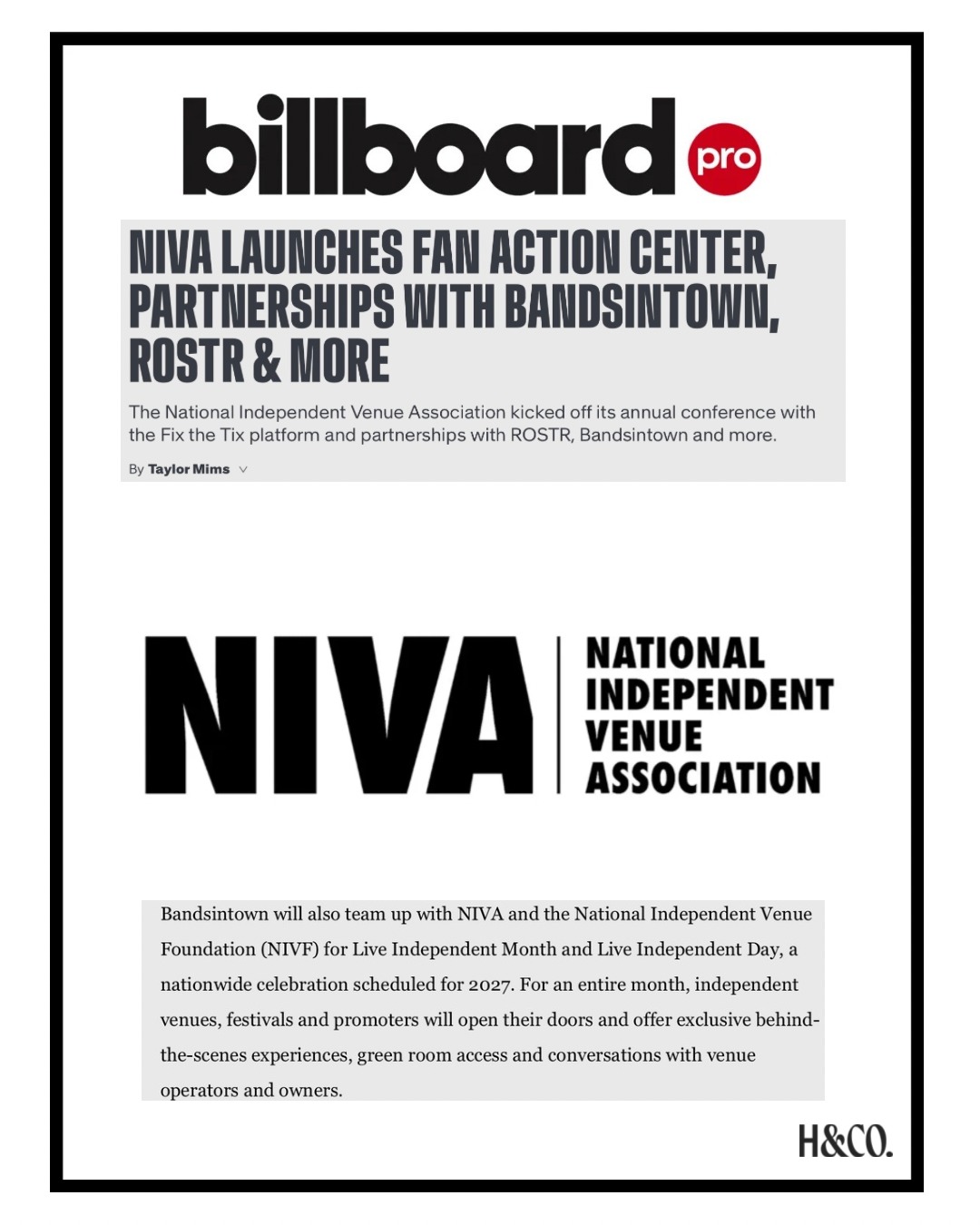 Independent venues are the heartbeat of live music. 🎶 @bandsintown and
@nivassoc are deepening their longstanding relationship with the launch of Live Independent Month and a monthly Live Independent Pulse Survey - new initiatives dedicated to supporting and elevating independent venues, festivals, and promoters while strengthening the future of live entertainment.