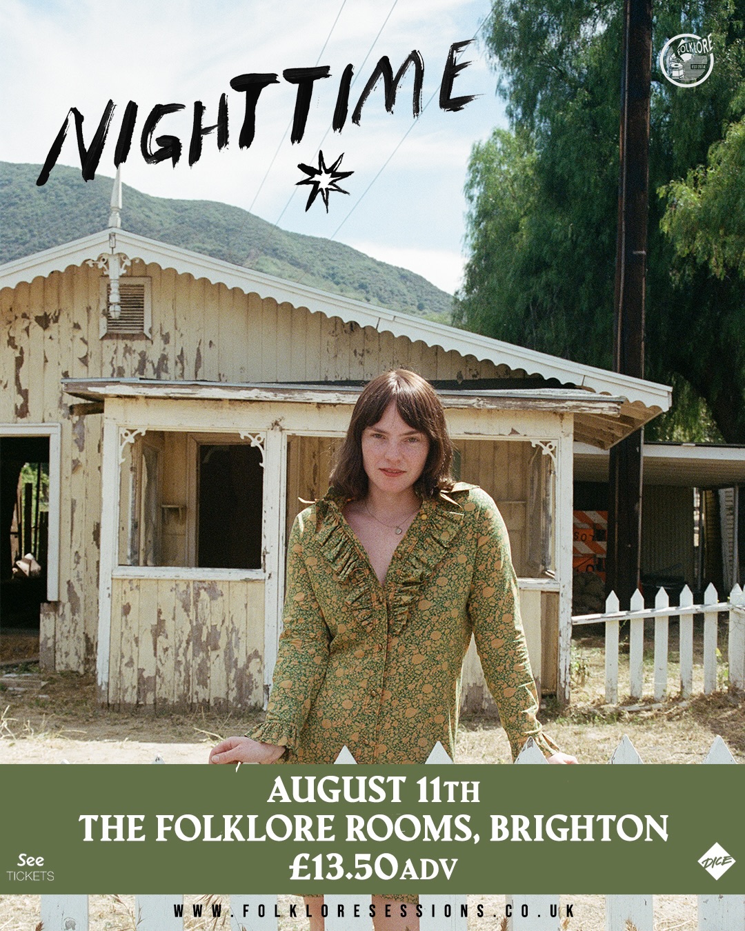 📣 NEW SHOW 📣
A gift for lovers of 60s folk and crystalline, song-y psychedelia, Nighttime (@nighttime666) aka Eva Louise Goodman, delivers fluent, buoyant compositions that run the gamut of psych-pop, girl group, and Americana.
Lauded by Bandcamp as Best New Music, they called their 2023 record “a mystical tapestry of psychedelic folk.
“Nighttime makes the kind of cosmic folk songwriting that can lower the temperature of a room... Eva Louise Goodman’s haunting vocal gets under your skin.”
- Clash Magazine
Tickets are available NOW 🚨
FOLKLOREx