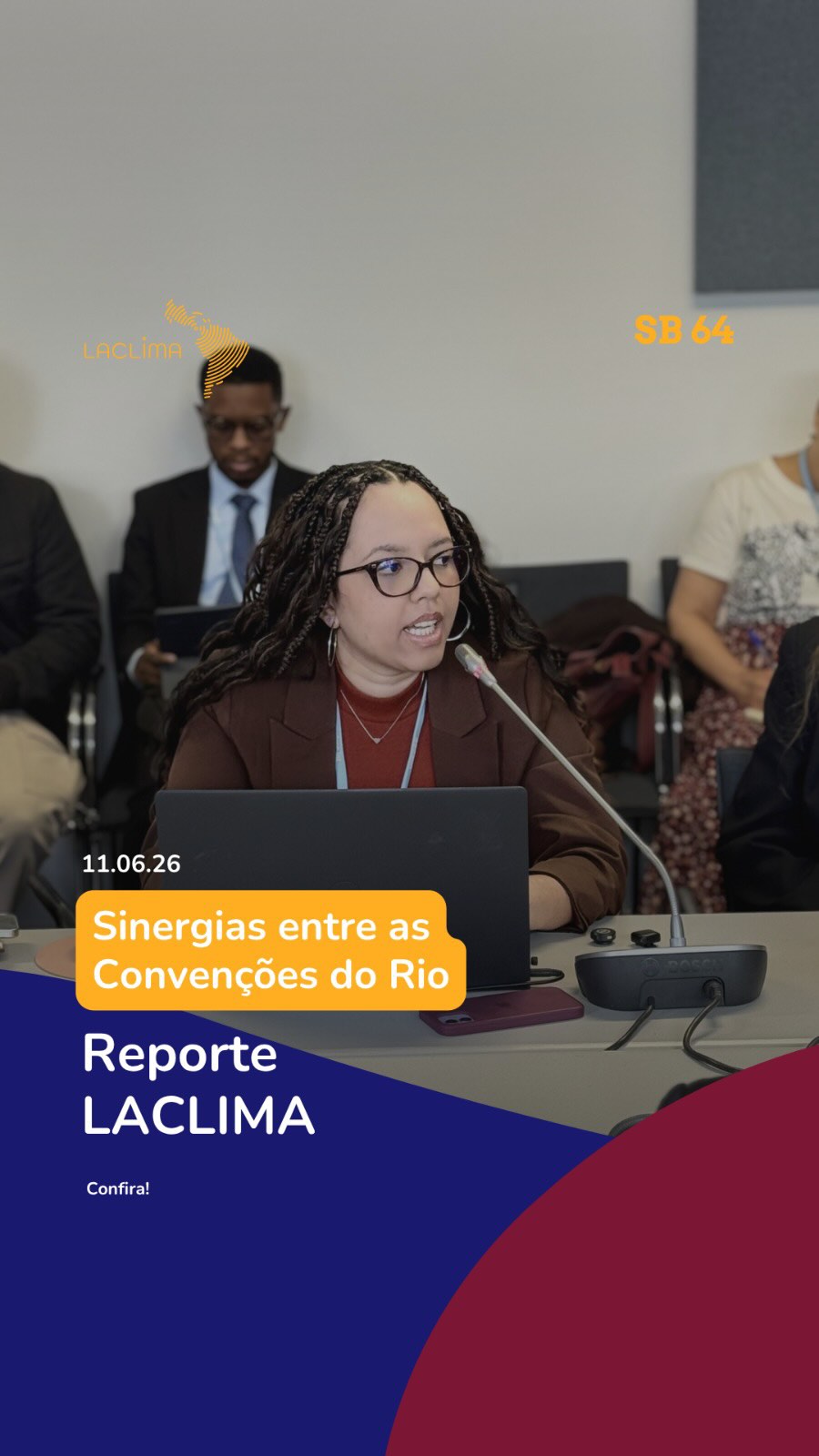 Direto de Bonn!
2º Reporte da LACLIMA com a sociedade civil e partes interessadas.
Julia Stefany traz um panorama geral sobre o tema de Sinergias na SB 64.
Confira!
Obs: As legendas foram geradas automaticamente pelo Instagram e podem conter imprecisões ou erros de transcrição.