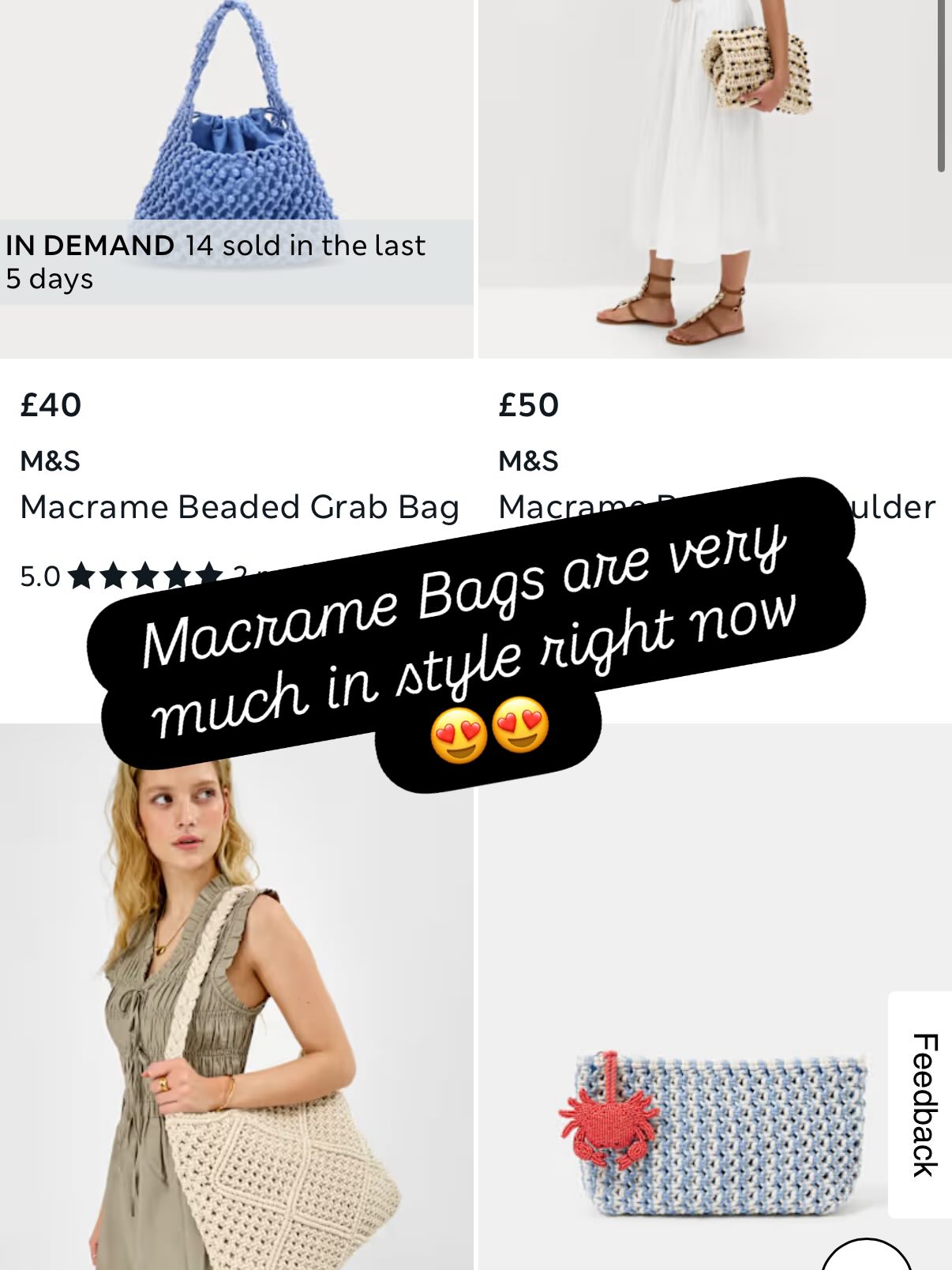 Macrame Bags!!
They seem to be all over my feed at the moment as one of the summer must haves!
Luckily you all know someone who can make a unique one just for you….that would be me 🤞🏻🤣
Currently on offer at my studio, I have my blue and white summer bag which is available for £45, and I have three macrame market bags which are £35 each (except the black as it’s slightly smaller so that one is £30)
OR I do have an upcoming workshop in July where you can come along and make your own macrame market bags!
So many options! And of course, you can commission me to make one in your perfect size and colour 😇
Granny crafts for the win 🙌🏻
💛
#gemmacrame #macramebags #macrametrends #macramefashion #suffolkmacrameartist