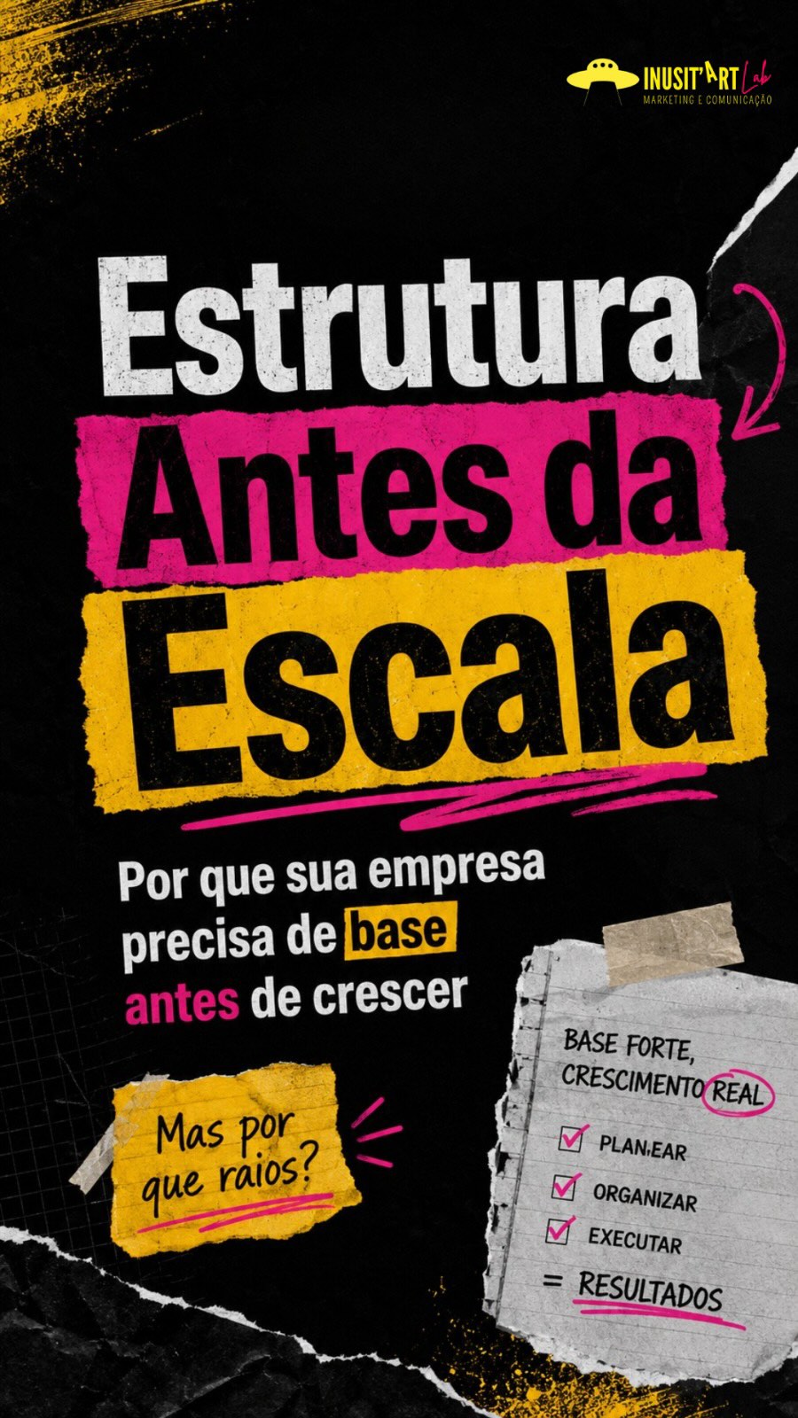 A Inusit’Art adotou “estrutura antes de escala” como mantra porque, depois de anos trabalhando com negócios reais, fica muito difícil acreditar em crescimento que começa pelo volume e ignora a base.
Eu sei que falar em escalar parece mais bonito, mais moderno, mais vendável, mas antes de pensar em crescer, anunciar mais, postar mais, aparecer mais ou colocar mais gente chegando, um negócio precisa conseguir sustentar a atenção que recebe.
Não adianta levar mais pessoas para um Instagram que não explica, para um WhatsApp que não conduz, para uma oferta que não está clara, para um Google desatualizado, para um atendimento que depende de improviso ou para uma comunicação que muda de tom em cada lugar onde a marca aparece.
Às vezes o problema do marketing não está no post, está na estrutura que o post está tentando carregar sozinho.
E é por isso que eu insisto tanto nisso, porque marketing não deveria ser só movimento, deveria ajudar o negócio a ficar mais claro, mais organizado e mais fácil de ser entendido por quem está tentando comprar, contratar ou confiar.
Estrutura não significa perfeição, porque negócio real nunca está perfeito, mas significa ter uma base mínima para crescer sem transformar tudo em mais bagunça. Comunicação, oferta, atendimento, presença digital, processo e posicionamento precisam conversar minimamente entre si.
Aqui na Inusit’Art, a gente não olha só para o calendário de conteúdo, a gente olha para o caminho inteiro que faz uma pessoa sair do “te encontrei” para o “entendi o que você faz” e, depois, para o “faz sentido falar com você”.
É por isso que estrutura vem antes.
Porque escala sem base pode até parecer crescimento por um tempo, mas quase sempre cobra a conta depois.
#MarketingDigital #PresençaDigital #EstratégiaDeMarketing #GestãoDeRedesSociais #inusitartlab