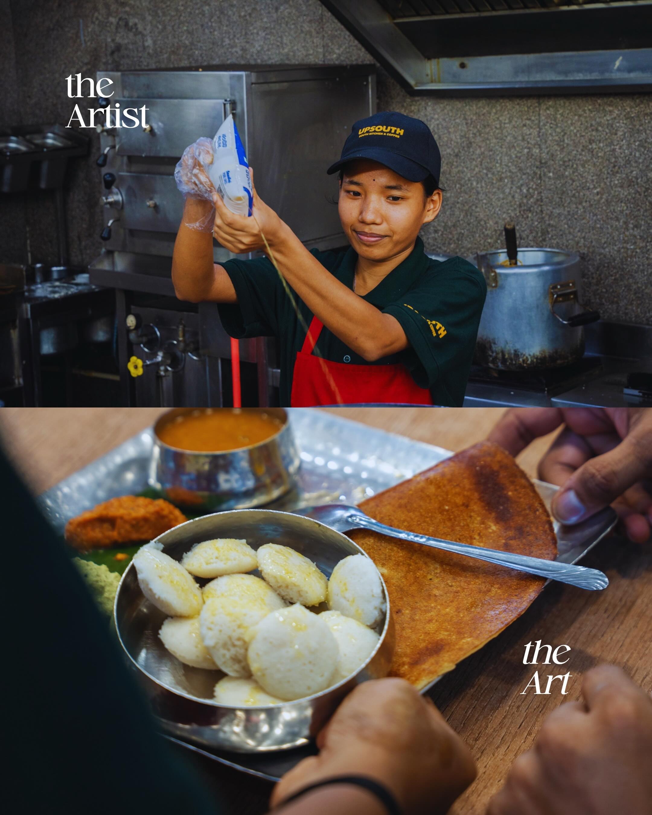 Some flavours stay with you because of the people behind them. The hands that season carefully, cook patiently, and know exactly how South Indian comfort is meant to taste.
(UpSouth, Dosa, Idly, Filter Kaapi, South Indian, Pune, Guwahati, Flavours of South, Restaurant South Indian, Staff)