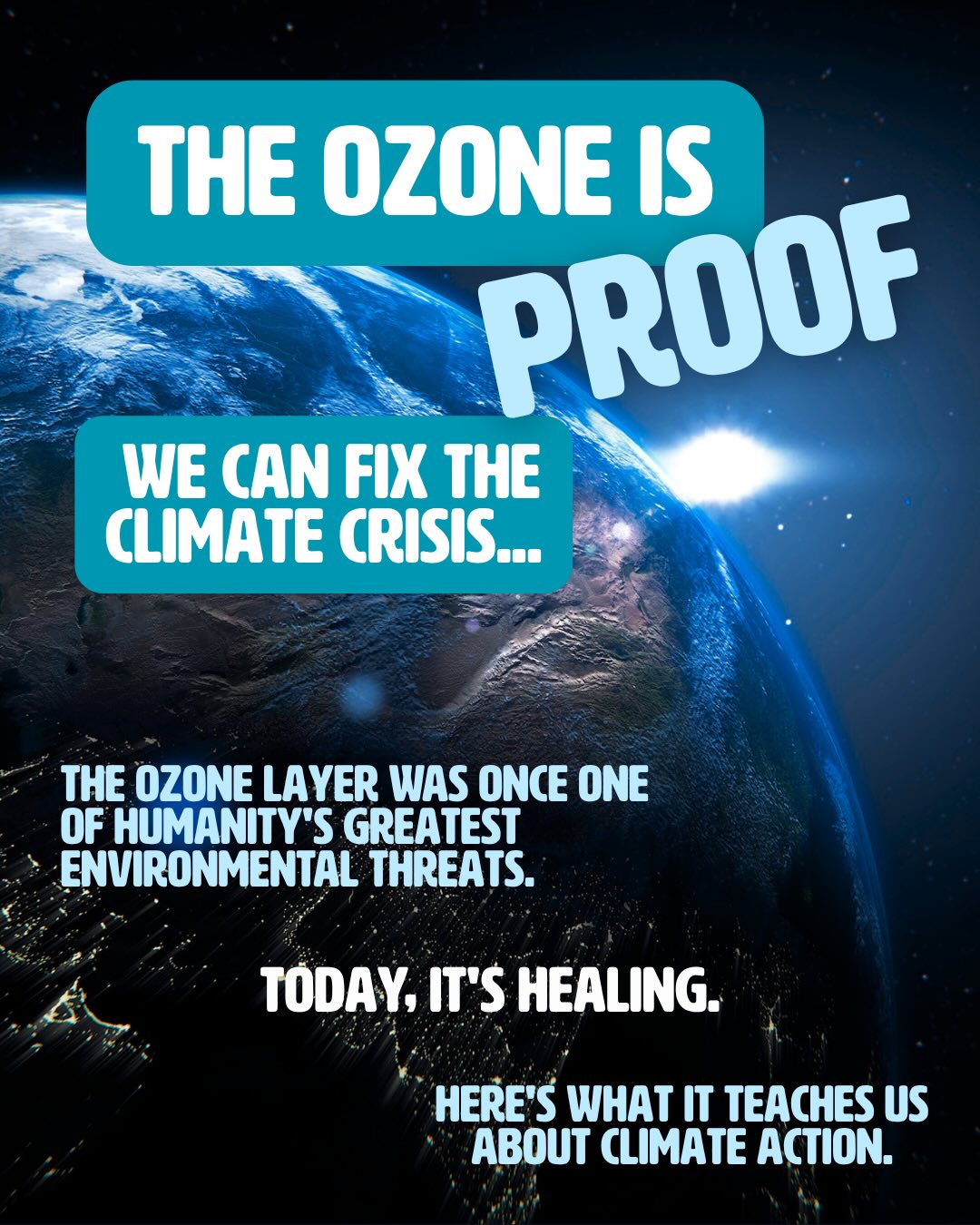 The ozone layer didn’t heal itself.
When scientists discovered that everyday chemicals were destroying Earth’s protective ozone layer, the problem seemed enormous. Global. Almost impossible to solve.
But communities organised.
People raised awareness, changed consumer behaviour, pressured corporations and demanded government action. Their efforts helped drive the Montreal Protocol, a global agreement that phased out 99% of ozone-depleting substances.
Today, the ozone layer is recovering.
This isn’t just an environmental success story. It’s proof that collective action works.
At a time when climate change can feel overwhelming, the ozone story offers something powerful: hope grounded in evidence.
Real change happens when ordinary people come together and refuse to accept the status quo.
The challenges we face today are different. But the lesson remains the same:
People power can change the world.
💚 What gives you hope when it comes to climate action?