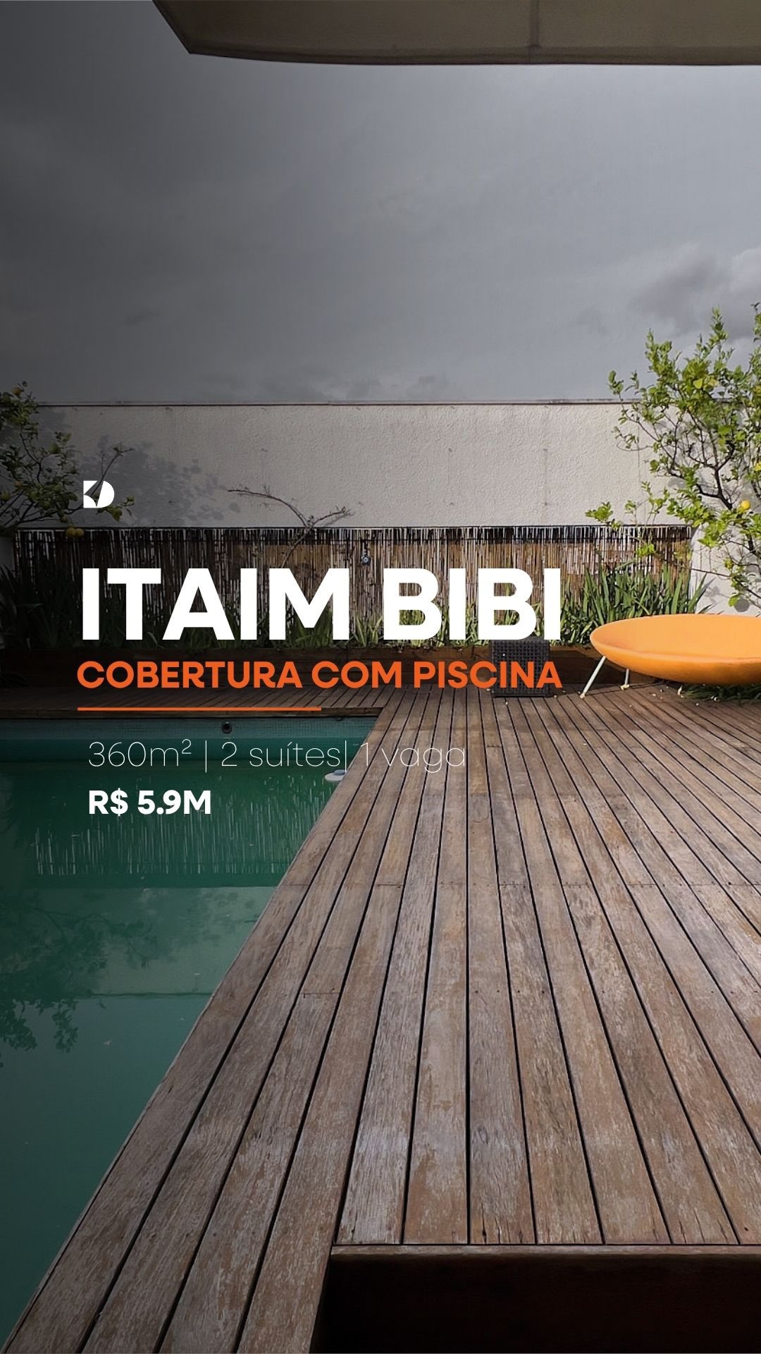 Cobertura duplex com piscina privativa e um jeito de casa de interior.
Esta cobertura de 410m², com 2 suítes e 1 vaga, te permite morar no Itaim e se sentir no interior;
Venda: R$ 5.9M
Locação: R$ 25mil
Condomínio: R$ 2.950,00
IPTU (mensal): R$ 600,00
EXH1356
Para visitas e informações: 11 933107285