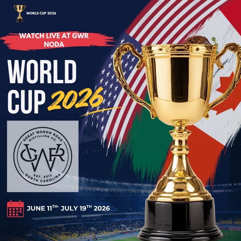 ⚽️ The world’s biggest stage is on our screens! 🌎🏆
Catch every World Cup match at Great Wagon Road Distillery while enjoying craft cocktails, house-made spirits, cold beer, and pizza fresh from the oven. Whether you’re cheering for your home country or just here for the excitement, we’ve got the perfect spot to watch every goal, save, and celebration.
Grab your crew, wear your colors, and join us for the beautiful game. 🍻⚽️
#WorldCup #WatchParty #GreatWagonRoadDistillery #CharlotteNC #NoDa