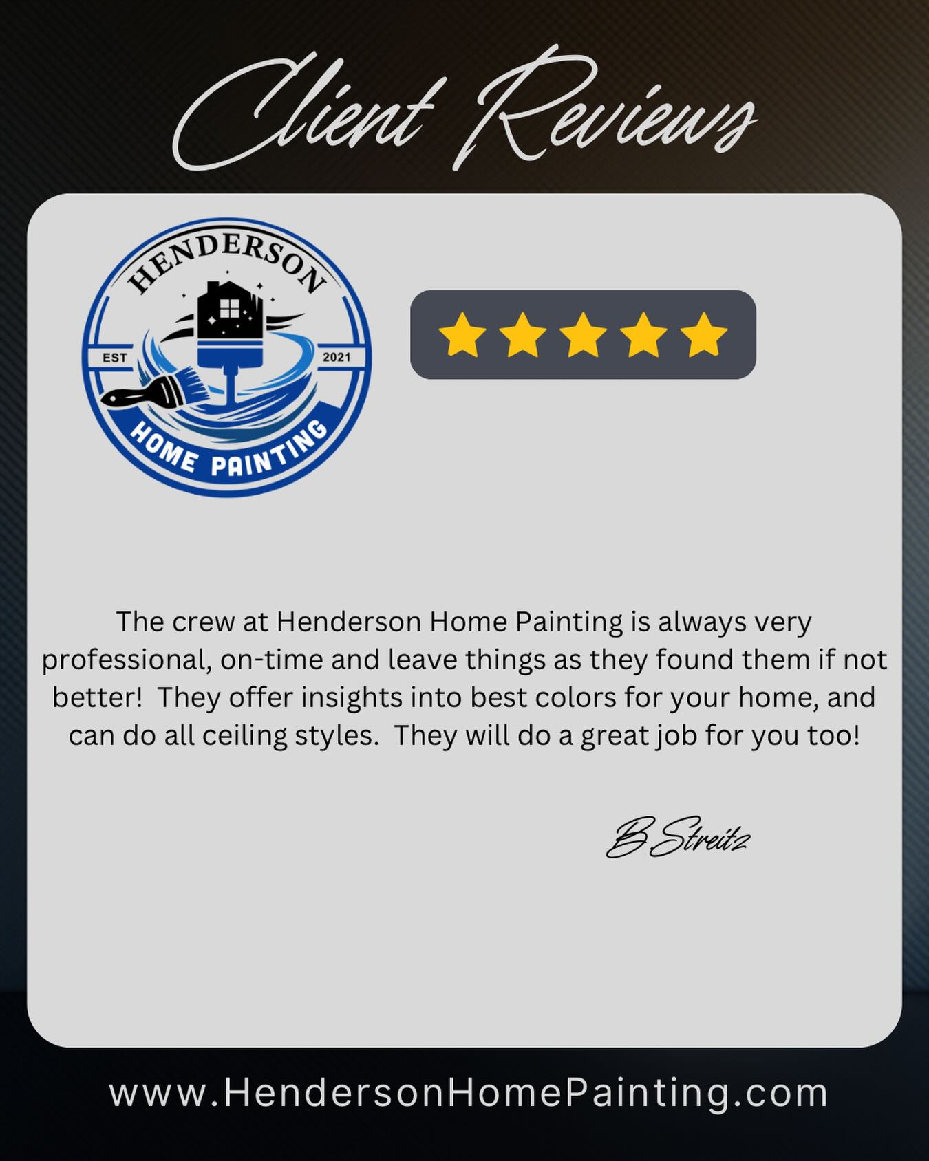 We love what we do, and we love making sure our clients have a stress-free experience from start to finish. Huge thanks for these kind words. #hendersonhomepainting #5starreview #professionalpaintingservices #elkriver #elkrivermn