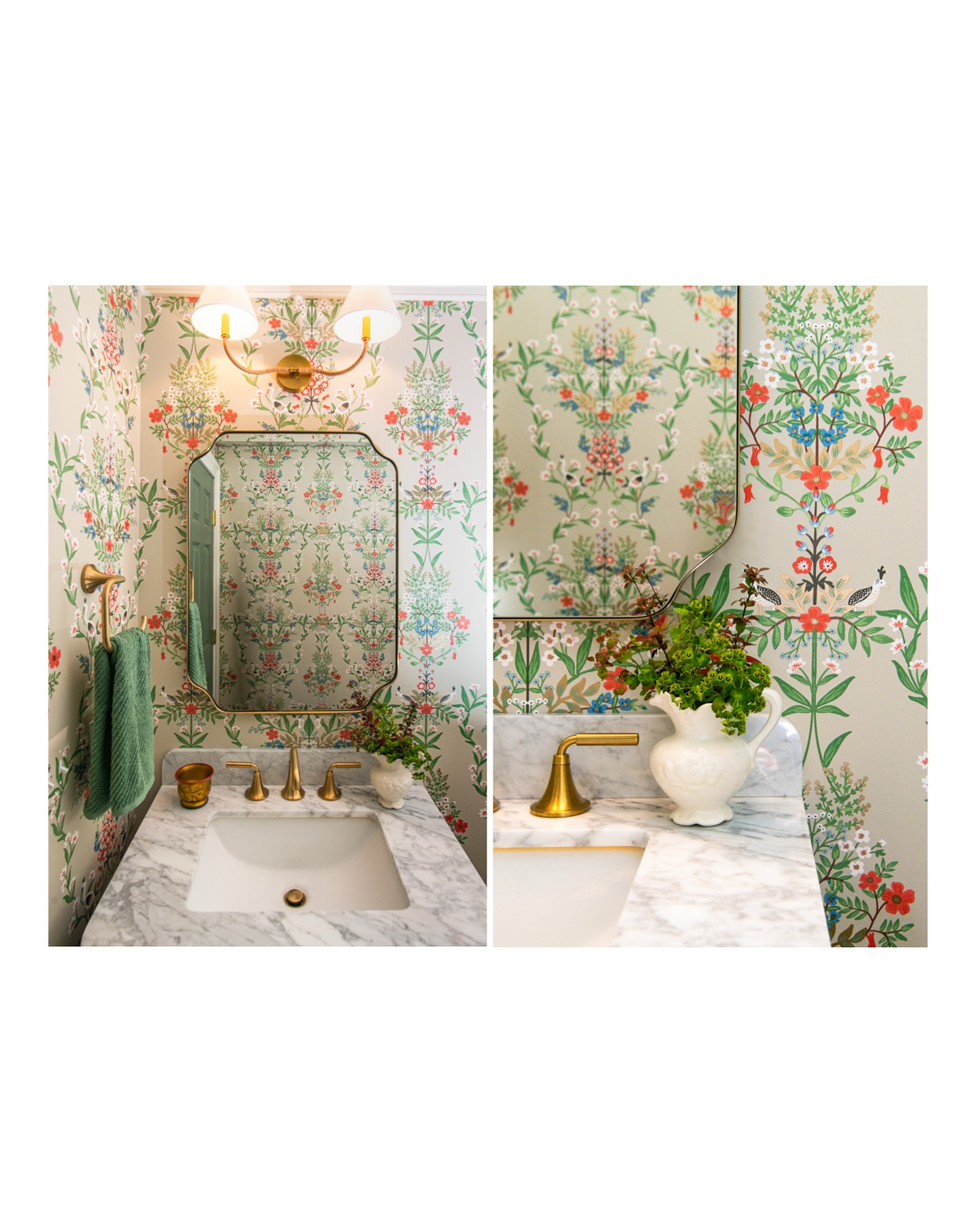 This lovely powder room sits across from the mudroom and was designed to echo the homeowner’s love of gardening and celebrate the seasonal cycle of garden cuttings.
design: @taylorhartdesign
photography: @laura_visioni