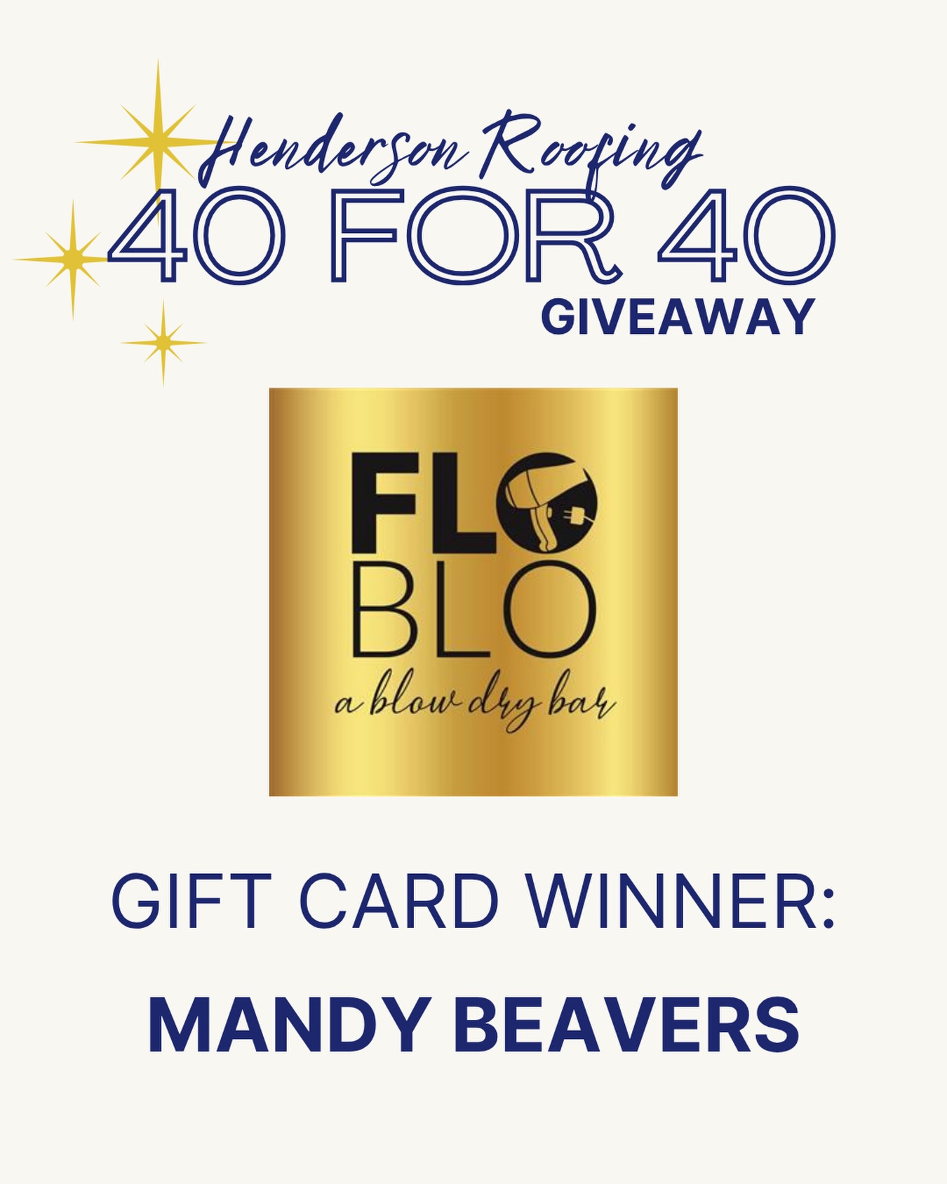 🎉 40 FOR 40 GIVEAWAY 🎉
The winner of our $40 gift card from Flo Blo is…
✨Mandy Beavers✨
Check your DMs for a message from us to claim your gift card! 🤩
And don’t forget — there are still 10 more days of giveaways left! Be sure to go back and enter them all because there’s NO limit to how many you can win. 🎁