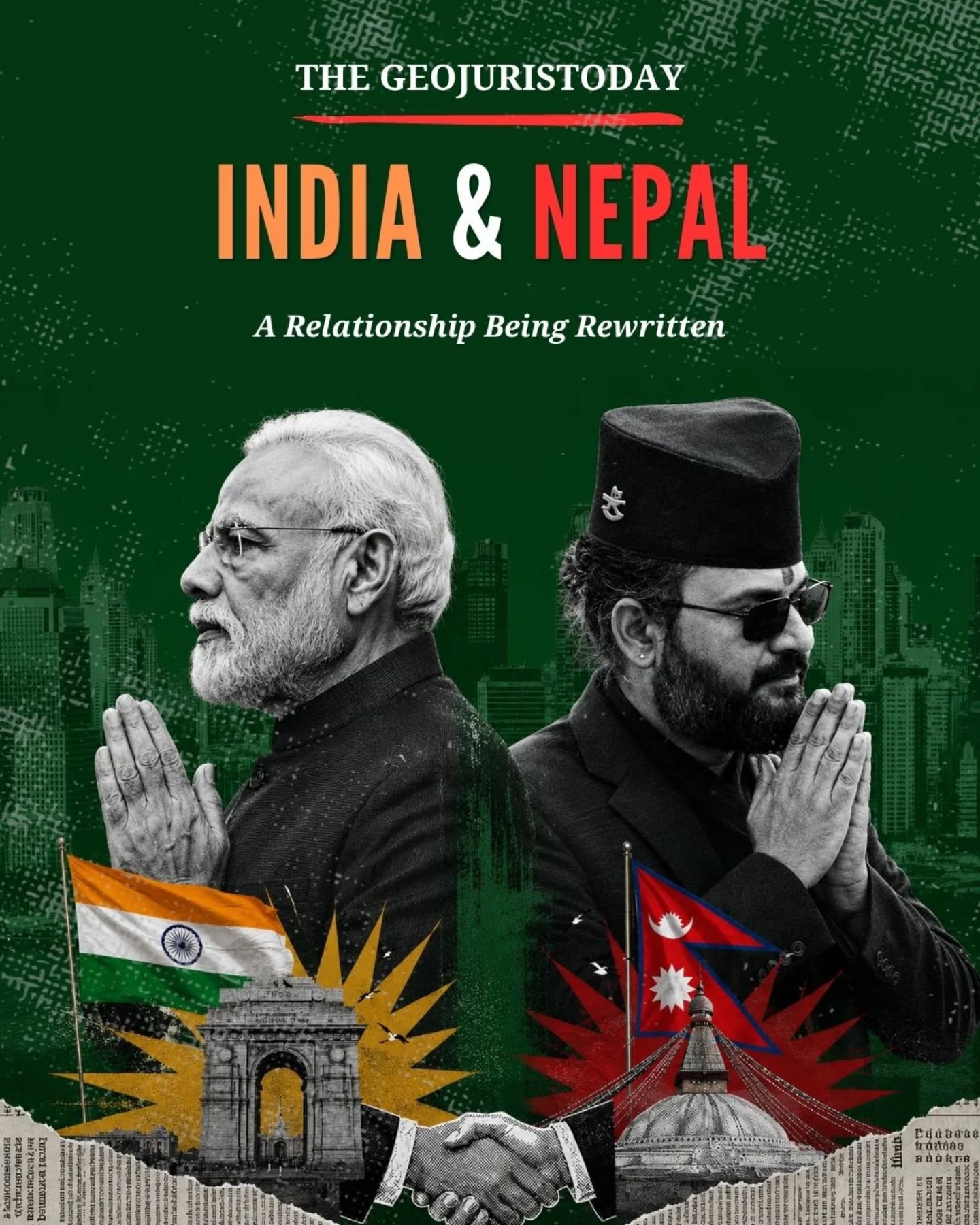 A relationship rooted in history is being rewritten for the future.
Bound by the enduring roti-beti bond, India and Nepal are entering a new phase of engagement. With Nepal’s new leadership prioritizing growth over politics, recent high-level talks have strengthened cooperation in connectivity, remittances, technology and security, while creating fresh momentum to address longstanding issues through dialogue and mutual trust.
Authored by:
Shivangi Kaushish
Research Intern at The Geojuristoday
Designed by:
Sashwat Tiwari
Graphics Intern at The Geojuristoday
#indianepal #southasia #geopolitics #foreignpolicy #geojuristoday