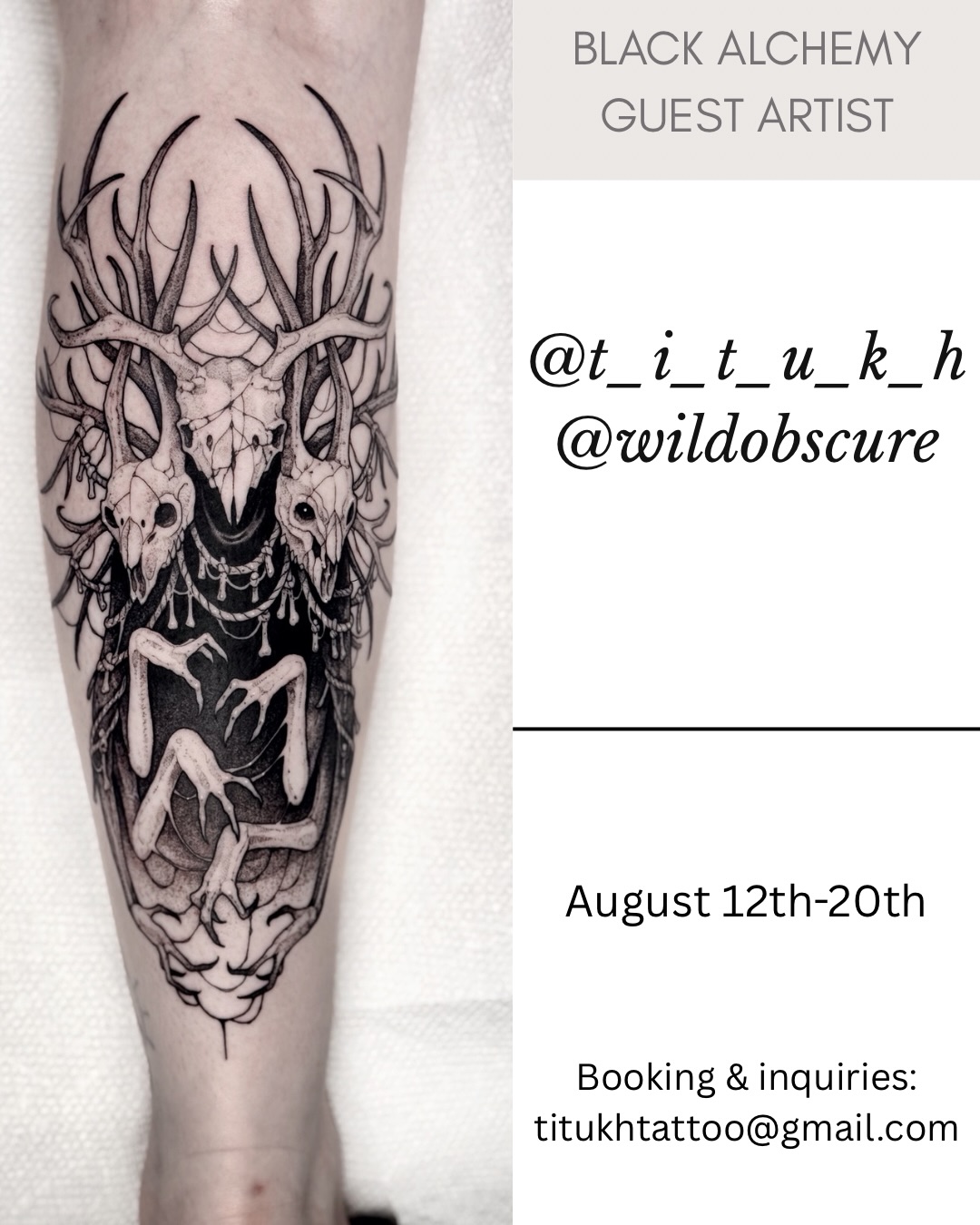 UPDATE: BOOKED
GUEST ARTIST
@t_i_t_u_k_h @wildobscure will be back soon!
Please contact artist directly: titukhtattoo@gmail.com
_____________________
#albuquerquetattoos #newmexicotattoos #tattoos