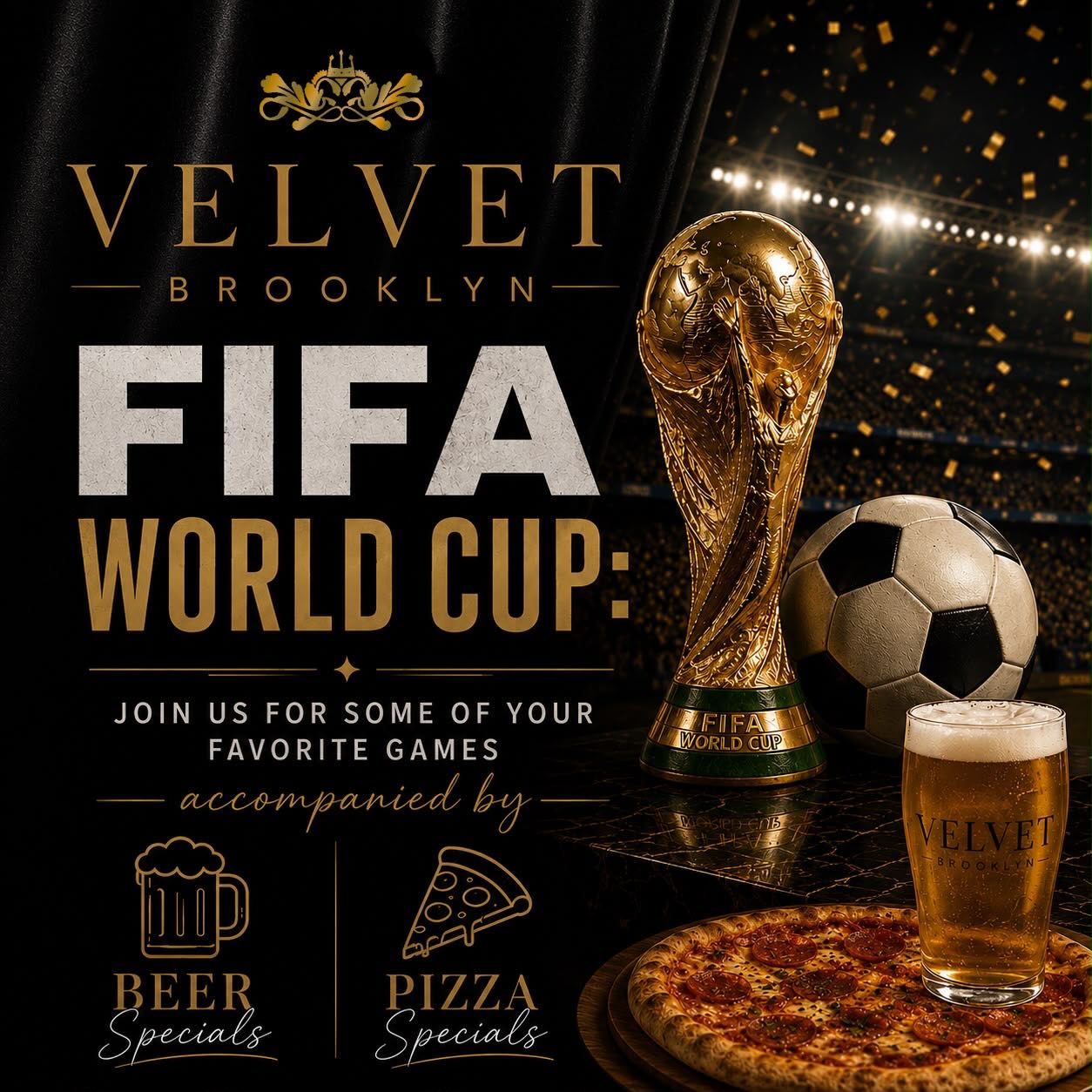 The FIFA World Cup is here ⚽️ and there’s no better place to catch the action than with us! Join us for all your favorite matches on the big screens while enjoying ice-cold beer and game-day pizza specials 🍕🍺