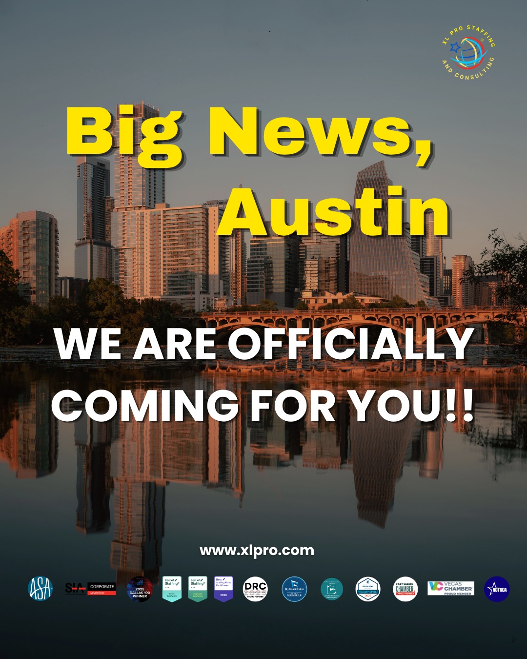 Exciting news: we're growing, and Austin is our next chapter. 🚀
We're thrilled to announce the opening of our new Austin office! This is a huge milestone for our team and a reflection of the incredible momentum we've been building.
The Austin community is buzzing with brilliant people and bold ideas, exactly the kind of energy we love. We can't wait to connect, collaborate, and grow alongside you.
If you're in ATX, let's talk.
#jobopening #nowhiring #staffingagency