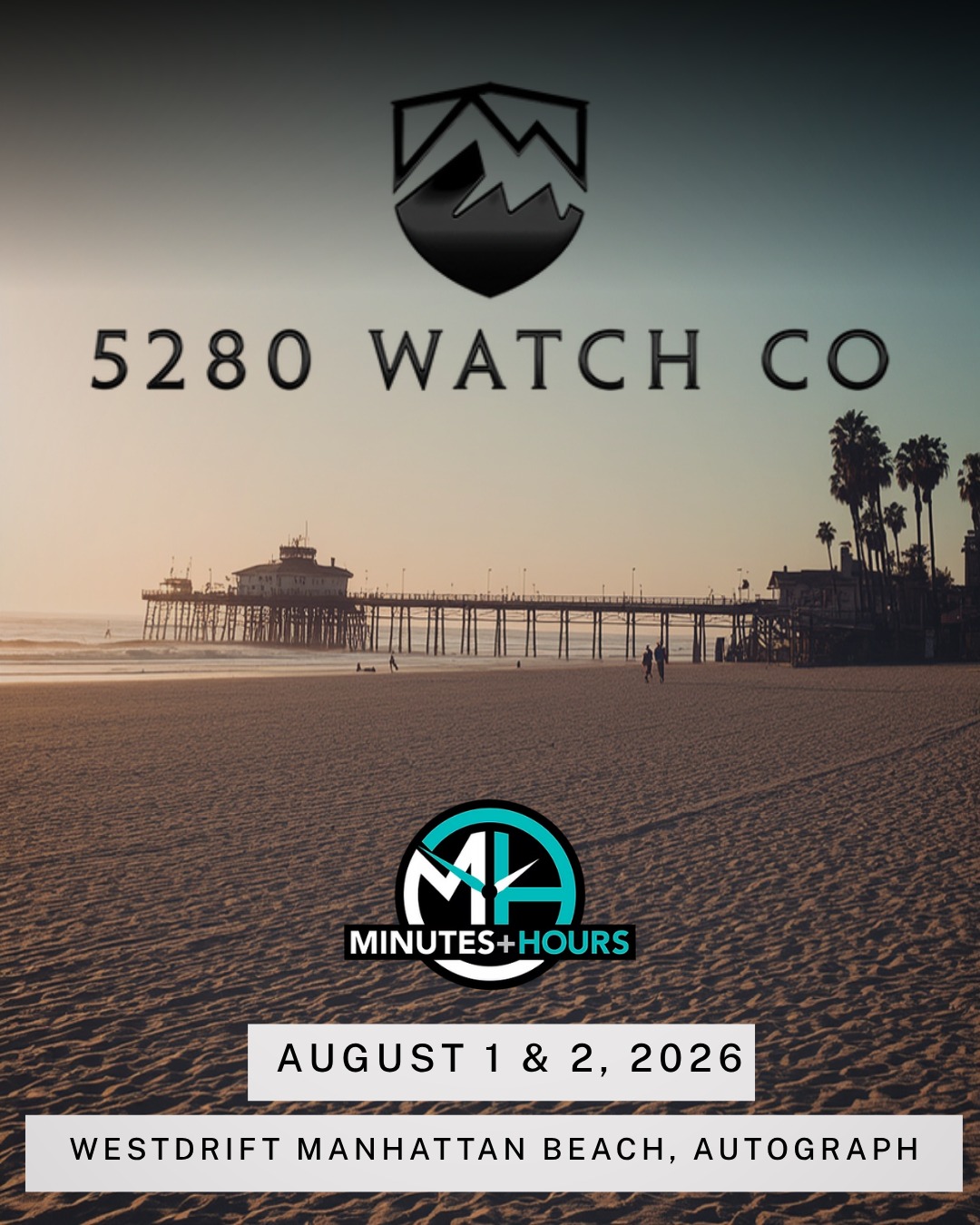 Los Angeles, we're coming back.
We are excited to announce that 5280 Watch Company will be exhibiting at the @minutesandhourswatches show in Manhattan Beach on August 1 & 2, 2026
Join us at the @westdrifthotel Manhattan Beach, Autograph Collection, where you'll have the opportunity to experience our handmade guilloché and Basse-taille enamel dials in person, meet the team behind the brand, and explore our latest one of one creations.
Best of all, admission is free.
Tickets are required, so be sure to register in advance:
https://www.minutesandhours.com/event-details/minutes-hours-watch-show-los-angeles-august-1-2-2026
We will have watches available for purchase, exclusive show pieces, and a few surprises along the way.
We cannot wait to reconnect with old friends, meet new collectors, and spend another weekend celebrating independent watchmaking with one of the best communities in the industry.
See you in Manhattan Beach.
Made Mile High. One of One By Design.
#5280WatchCompany #MinutesAndHours #LosAngeles #WatchCommunity #IndependentWatchmaking #Guilloche #BasseTaille #MadeMileHigh #WatchCollectors #ManhattanBeach