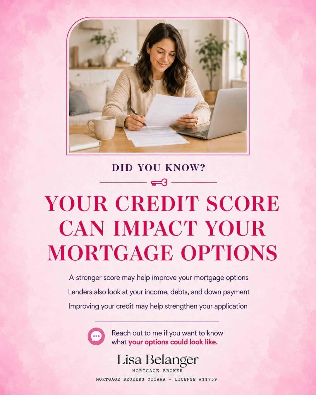 Did you know your credit score can impact your mortgage options?
Your credit score is one of the factors lenders look at when reviewing a mortgage application. A stronger score may help improve your options, but it’s not the only thing that matters.
Lenders will also review your income, debts, down payment, employment history, and the property itself before making a final decision.
If you’re planning to buy, renew, or refinance, it’s a good idea to check your credit early. That gives you time to catch any errors, pay down balances where possible, and avoid opening new credit before applying.
Improving your credit may help strengthen your application and give you more confidence when it’s time to look at your mortgage options.
Reach out to me if you want to know what your options could look like.
Follow me for more mortgage tips and updates!
#mortgagebroker #mortgage #realestate #ottawa #tips