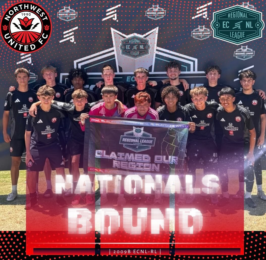 🏆 ECNL RL NATIONALS BOUND! 🏆
What a week for our 2009B ECNL-RL team in Norco, California.
After an outstanding performance at the ECNL RL West Playoffs, the boys have officially secured their place at the ECNL Regional League National Finals in Virginia this July.
This achievement is a reflection of the dedication, commitment, and relentless work ethic shown by the players, coach, and families throughout the season.
To qualify for a national championship event is a tremendous accomplishment in its own right, but to do so in Northwest United’s first year competing in the ECNL Regional League makes it even more special.
The journey is far from over. The focus now turns to Virginia, where the boys will have the opportunity to compete against some of the top ECNL RL teams from across the country on the national stage.
Congratulations to everyone involved in this historic achievement for our club. We are incredibly proud of what this group has accomplished and excited for what lies ahead.
Next stop: Nationals 🔴⚫⚪
#ECNLRL #RoadToNationals #NationalFinals #EarnedNotGiven