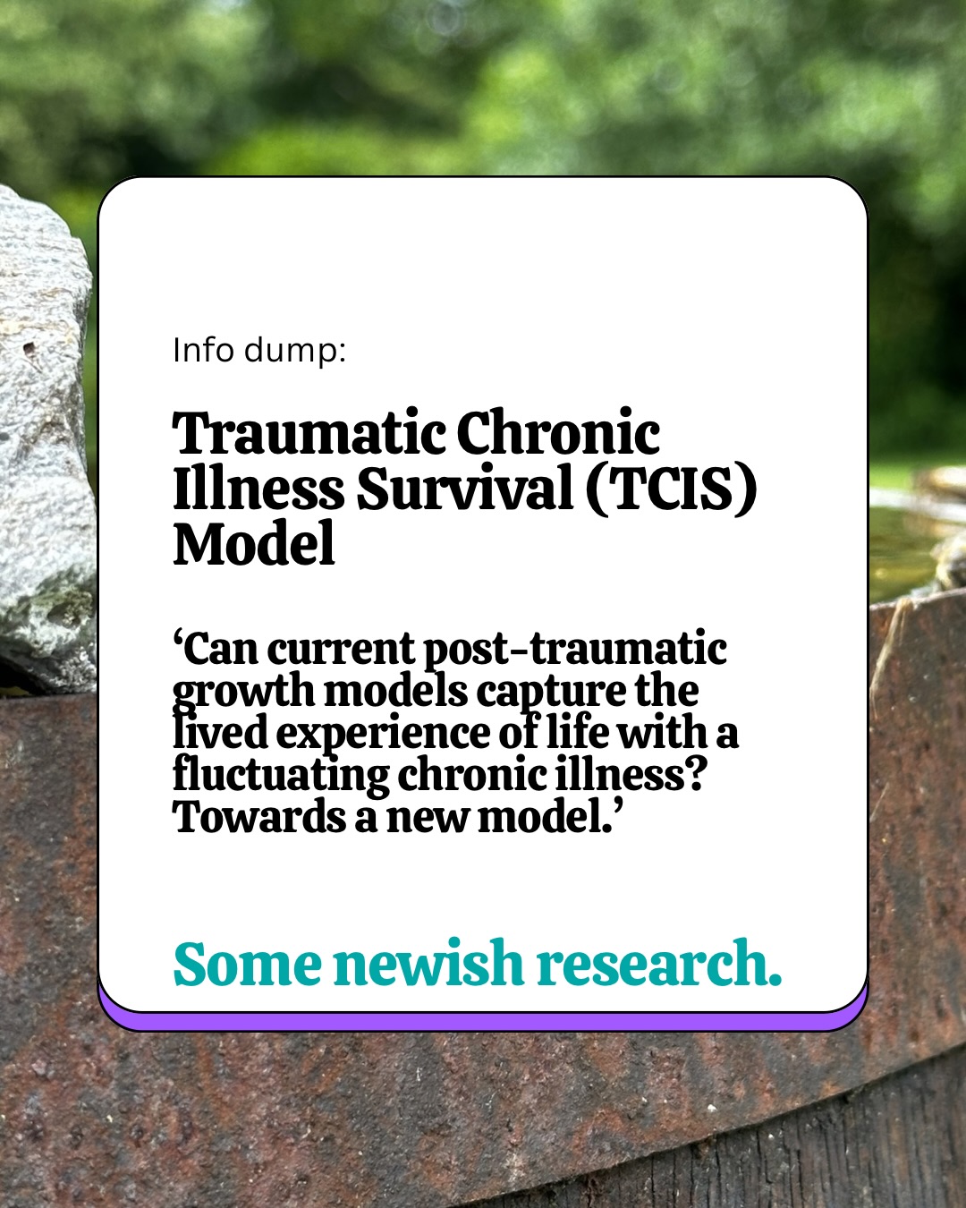 Oh hello, it’s a new framework I came across while doing @emilyduffytherapy’s new course on working with chronically ill folx.
#chronicallyill #therapist #research