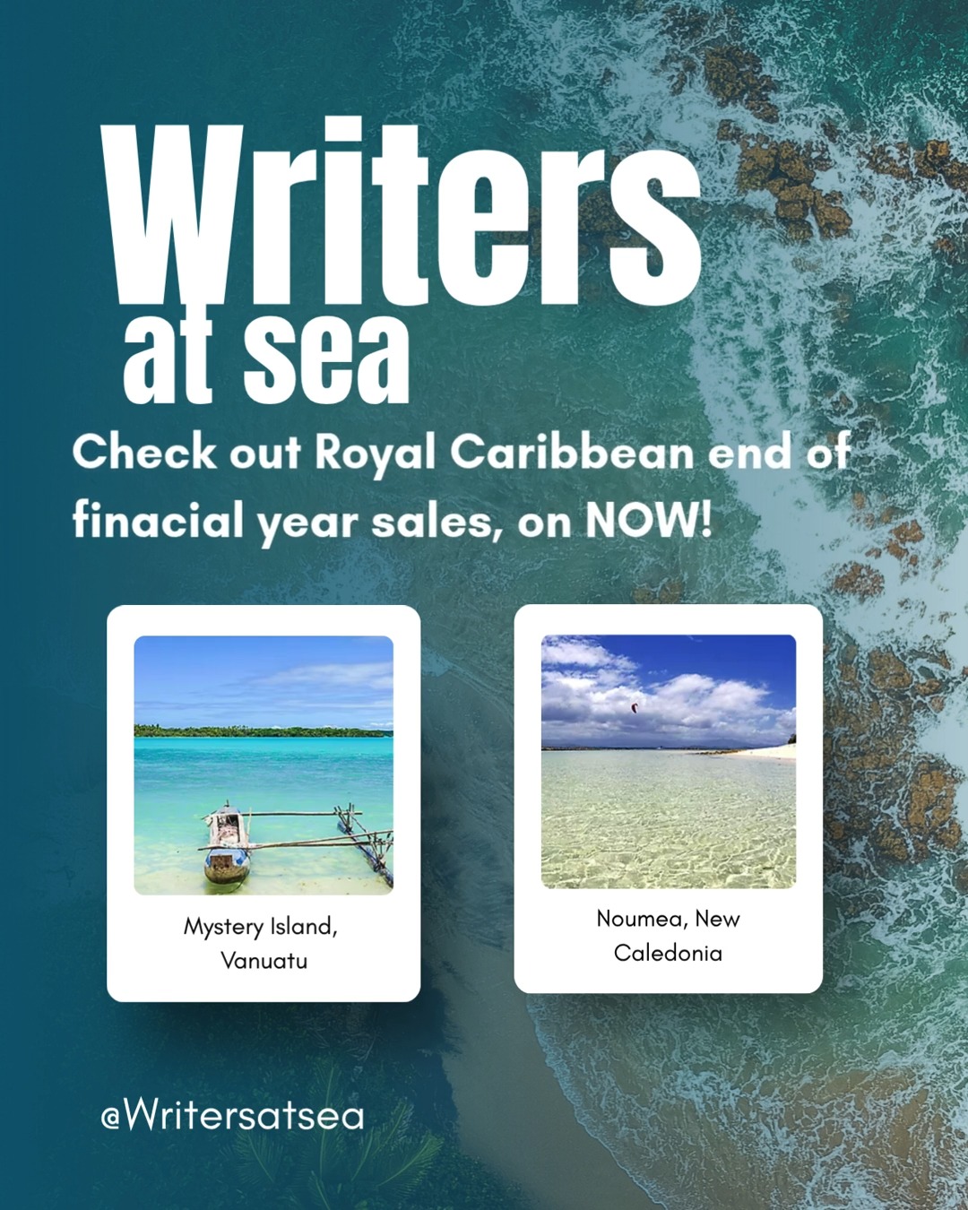 Ready to turn your writing goals into reality?
With Royal Caribbean's EOFY Sale, there's never been a better time to secure your place on Writers at Sea, departing Brisbane in February 2027.
Imagine dedicating time to your writing while sailing to incredible destinations. Learn from industry professionals, connect with fellow writers, spark new ideas, and make meaningful progress on your manuscript, all within an inspiring and unforgettable cruise experience.
Places are limited, and EOFY Sale offers won't last forever.
Book your cabin and start planning your next chapter today:
https://www.writersatsea.com.au
#WritersAtSea #WritingCommunity #RoyalCaribbean #AuthorLife #WritingLife