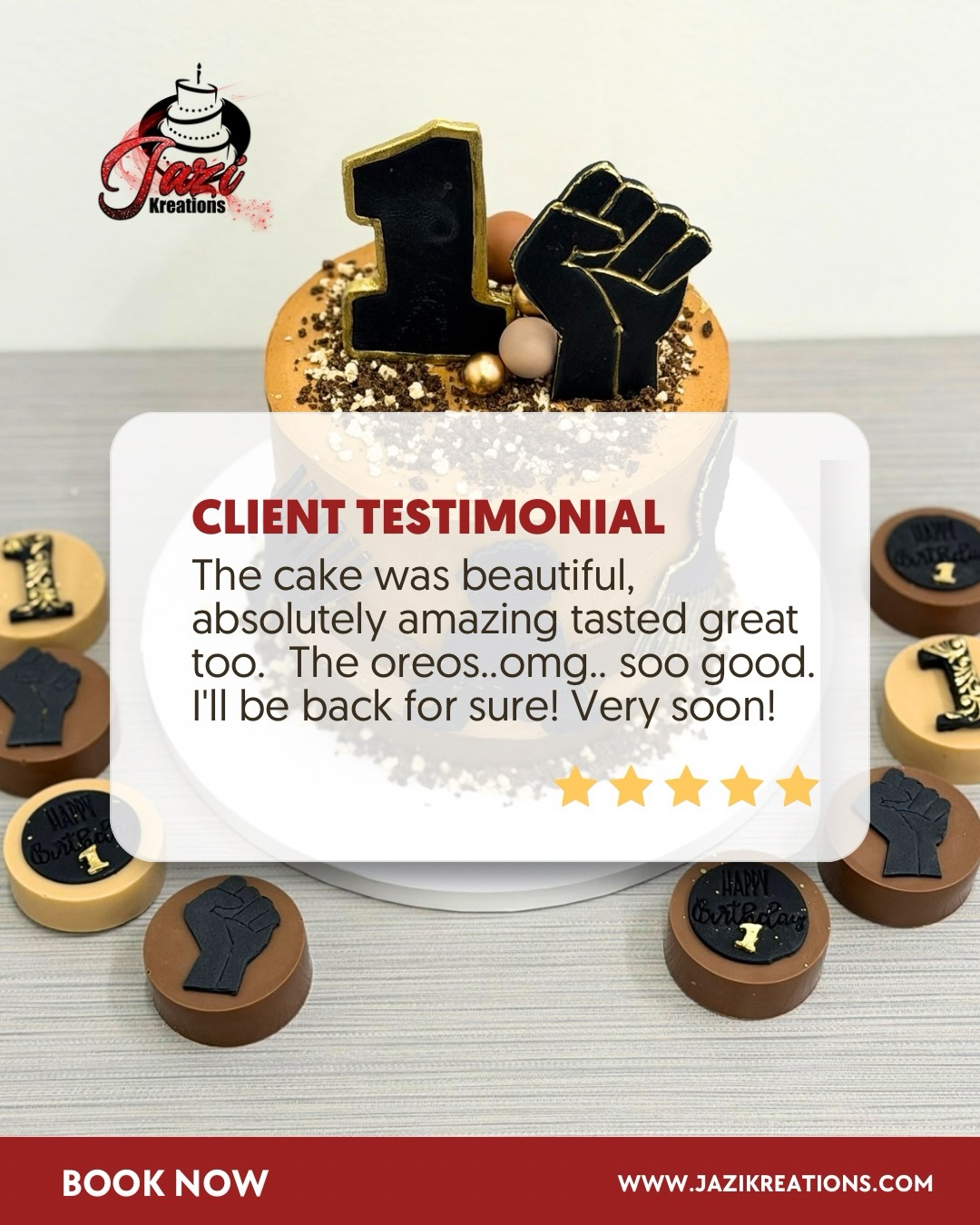 Nothing makes our baker’s heart happier than hearing feedback like this! 💛
Thank you for the amazing review and for letting us create something special for your celebration. ✨
Planning a birthday, baby shower, or special event?
Book your custom cake today before your date fills up!
-
-
-
#TallahasseeFlorida #TallahasseeEvents #CustomerReview #jazikreations