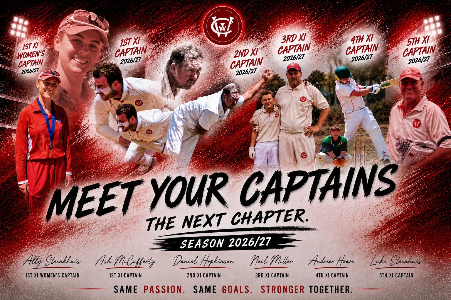 🔴⚪️🔴🏏 Leadership locked in for 2026/27! 🏏🔴⚪️🔴
We’re excited to announce our senior captains for the upcoming season:
🔴 1st XI Men – Ash McCafferty
⚪️ 2nd XI Men – Daniel Hopkinson
🔴 3rd XI Men - Neil Miller
⚪️ 4th XI Men – Andrew “Pee Wee” Hoare
🔴 5th XI Men – Luke Steenhuis
⚪️ 1st XI Women – Ally Steenhuis
A fantastic mix of experience, passion and leadership across all grades. We can’t wait to see these leaders guide our teams throughout the season.
Congratulations to all our captains and bring on 2026/27! ❤️🤍
#WendoureeCC #RedCaps #TheNextChapter