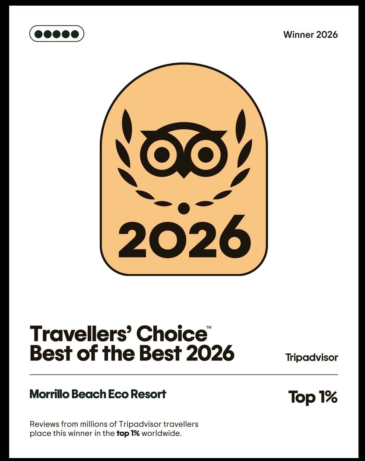 Every year we earn this award, we celebrate with pride... and then immediately set our sights on winning it again the following year.
It's a bit like winning Olympic gold—staying at the top takes constant dedication, genuine care, and an unwavering commitment to giving every guest the very best experience we can.
Seven years in a row tells us that those efforts are making a difference. And you know what? We absolutely love what we do.
Because so many of our incredible guests have taken the time to thoughtfully share their experiences with fellow travelers, we are deeply honored to be recognized among the Top 1% Best of the Best Hotels Worldwide on @tripadvisor.
To every guest who has chosen to stay with us, trusted us with your vacation, and then shared your experience with the world—thank you. Your kind words help others discover this special corner of Panama, and we couldn't have achieved this milestone without you.
Here's to another year of creating unforgettable memories together. ❤️🌴
https://www.morrillobeachresort.com/allinclusivepackages
#Morrillo #AdventureTraveler #AdventurePanama #BestoftheBest
#SustainableTravels #SurfingLife #FamilyTravelAdventures #FamilyTravelMoments #TravelersChoice2026 #TripAdvisor