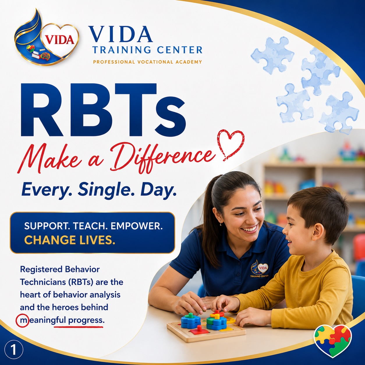 💙 RBTs Make a Difference Every Single Day 💙
Behind every breakthrough, every new skill learned, and every moment of progress is a dedicated Registered Behavior Technician (RBT).
RBTs are the heart of behavior analysis, working directly with clients to help them build communication, social, daily living, and independence skills that can change lives forever.
✨ Support.
✨ Teach.
✨ Empower.
✨ Change Lives.
If you’re looking for a meaningful career where you can make a real impact, becoming an RBT may be the perfect path for you.
At VIDA Training Center, we’re committed to helping future RBTs gain the knowledge, confidence, and skills needed to succeed in the growing field of Applied Behavior Analysis (ABA).
Ready to start your journey?
📚 Train with VIDA Training Center
💙 Build a career with purpose
🌟 Make a difference every single day
#VIDATrainingCenter #RBT #RegisteredBehaviorTechnician #ABA #BehaviorAnalysis AutismSupport BehaviorTechnician